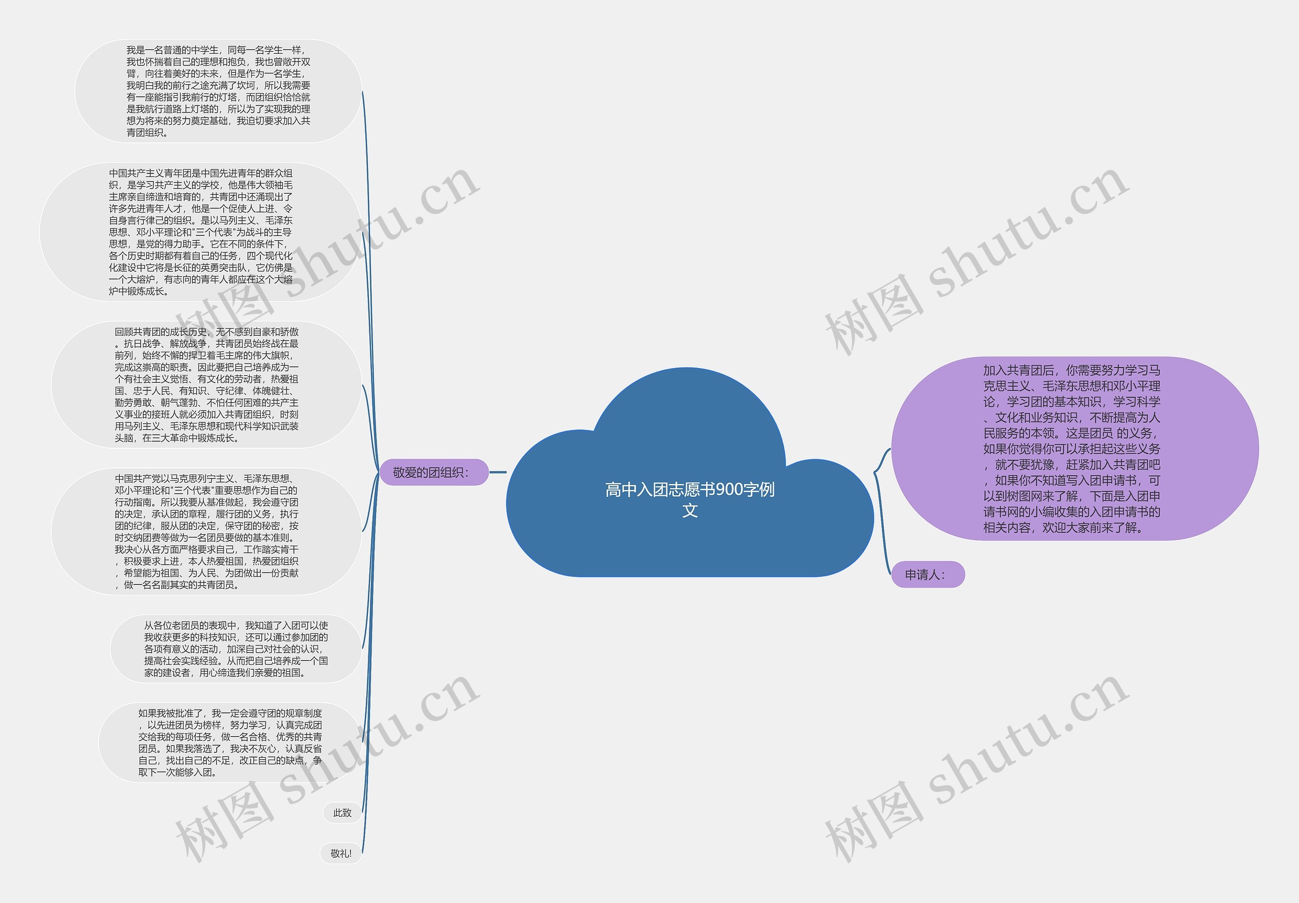 高中入团志愿书900字例文思维导图
