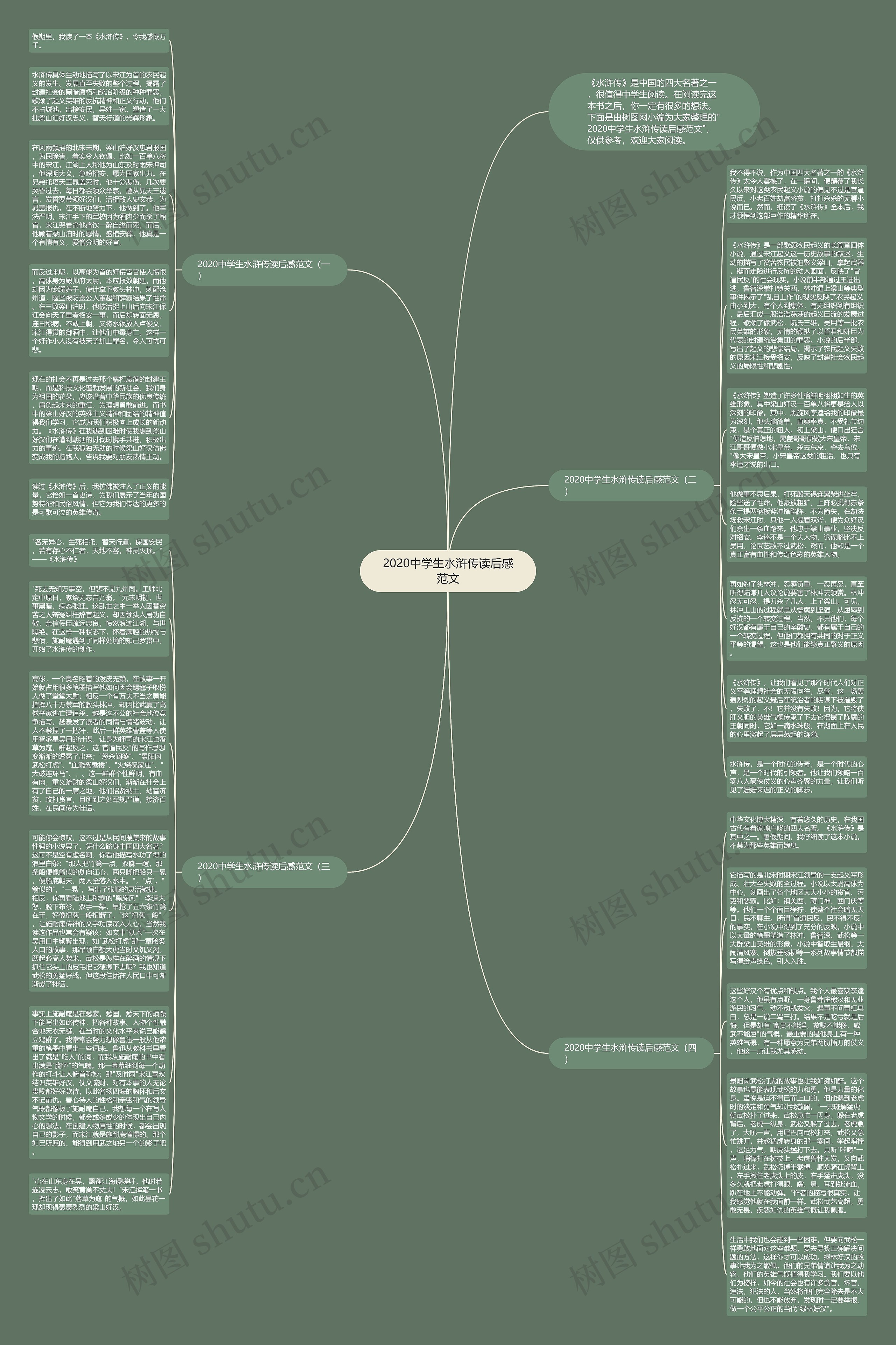 2020中学生水浒传读后感范文思维导图