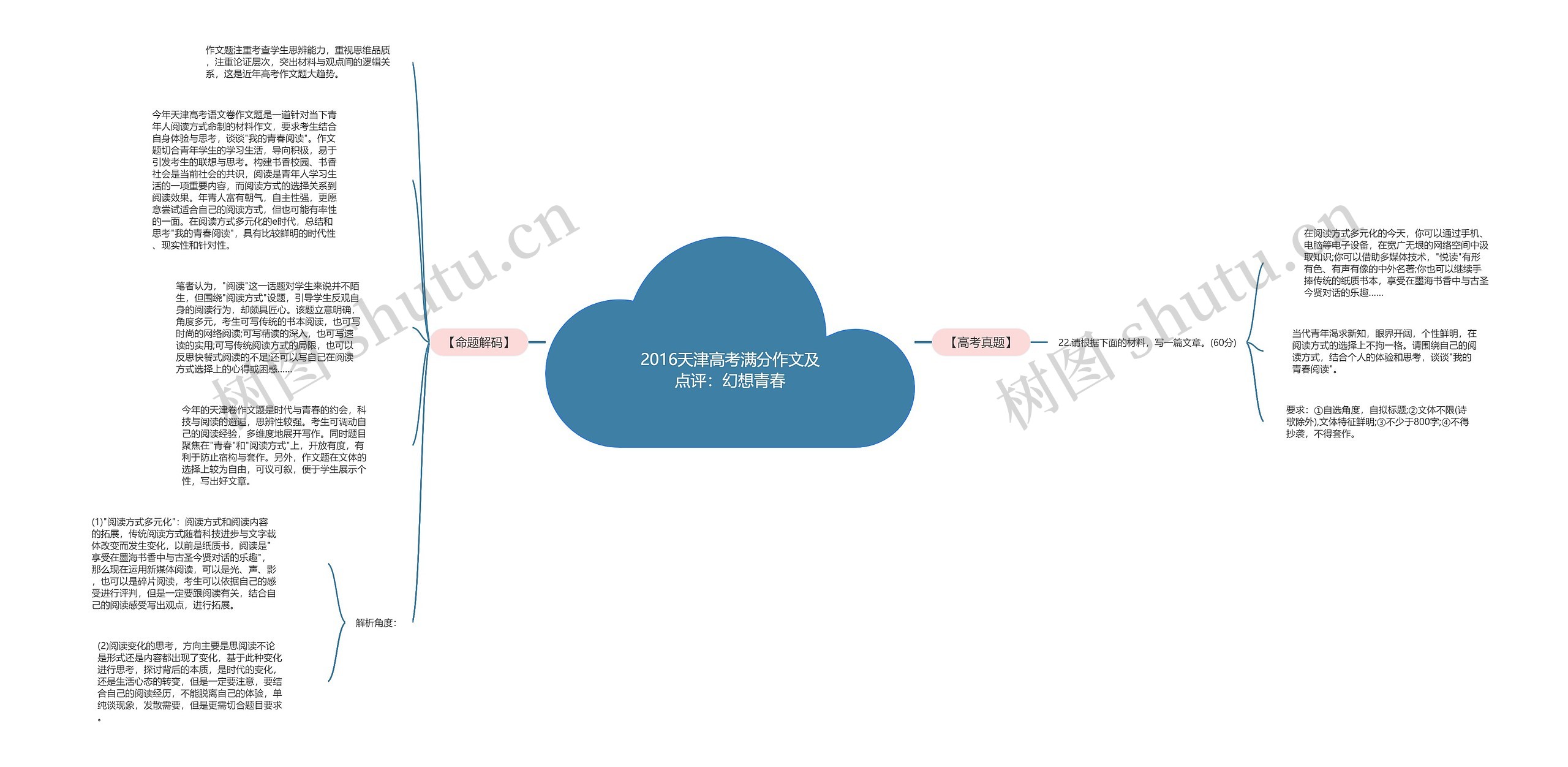 2016天津高考满分作文及点评：幻想青春思维导图