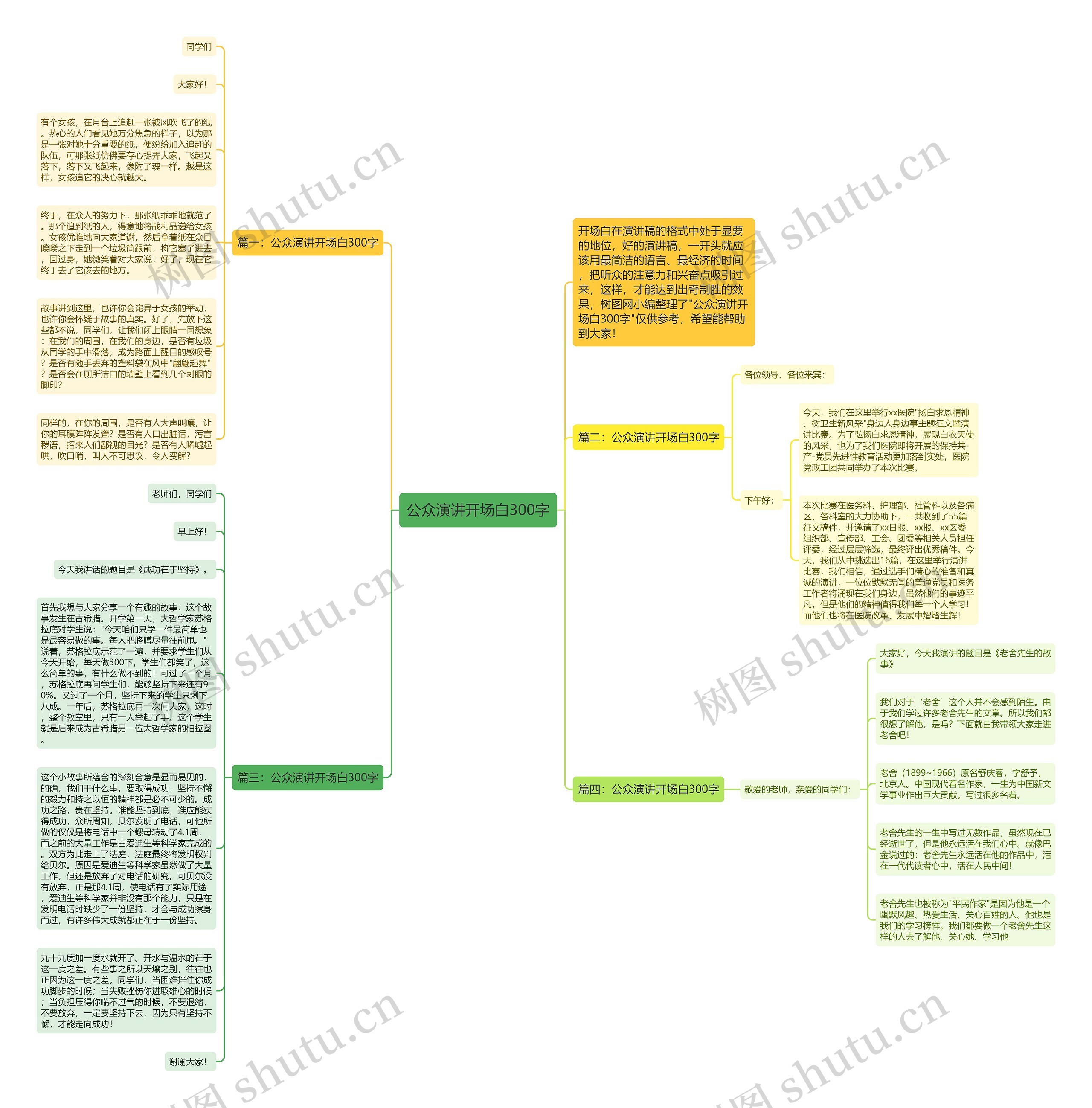 公众演讲开场白300字思维导图