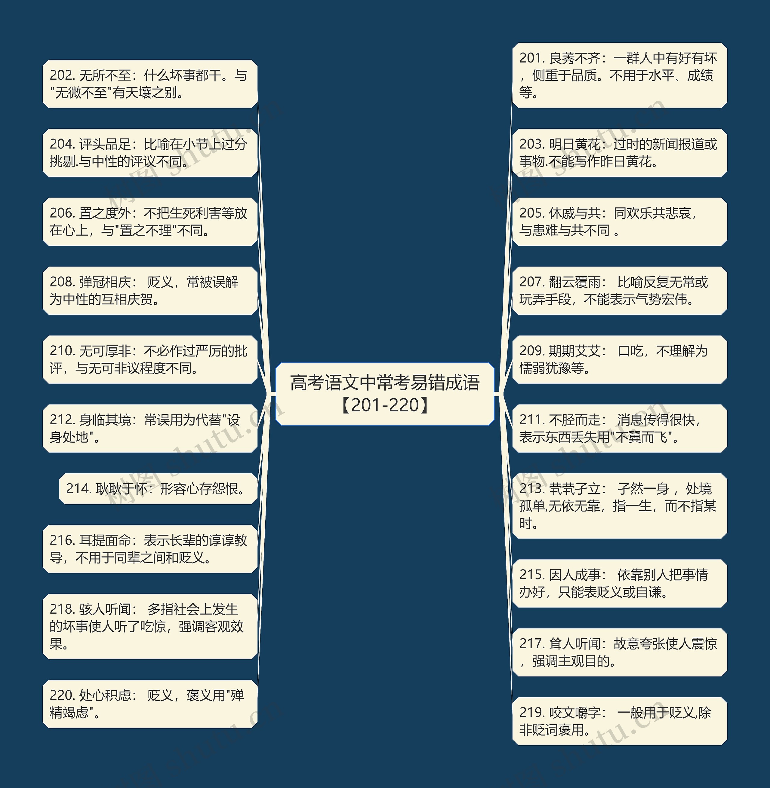 高考语文中常考易错成语【201-220】思维导图