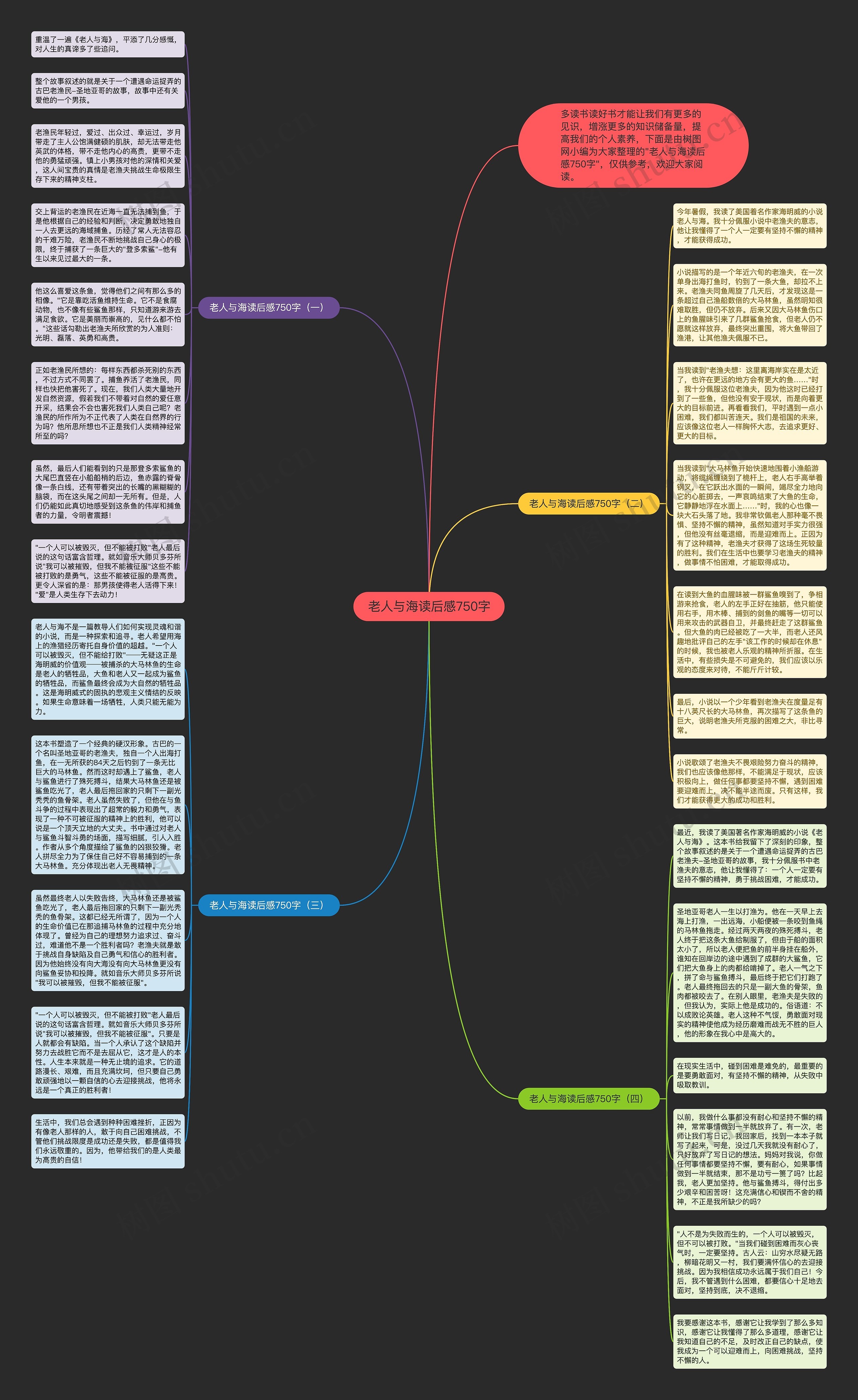 老人与海读后感750字思维导图