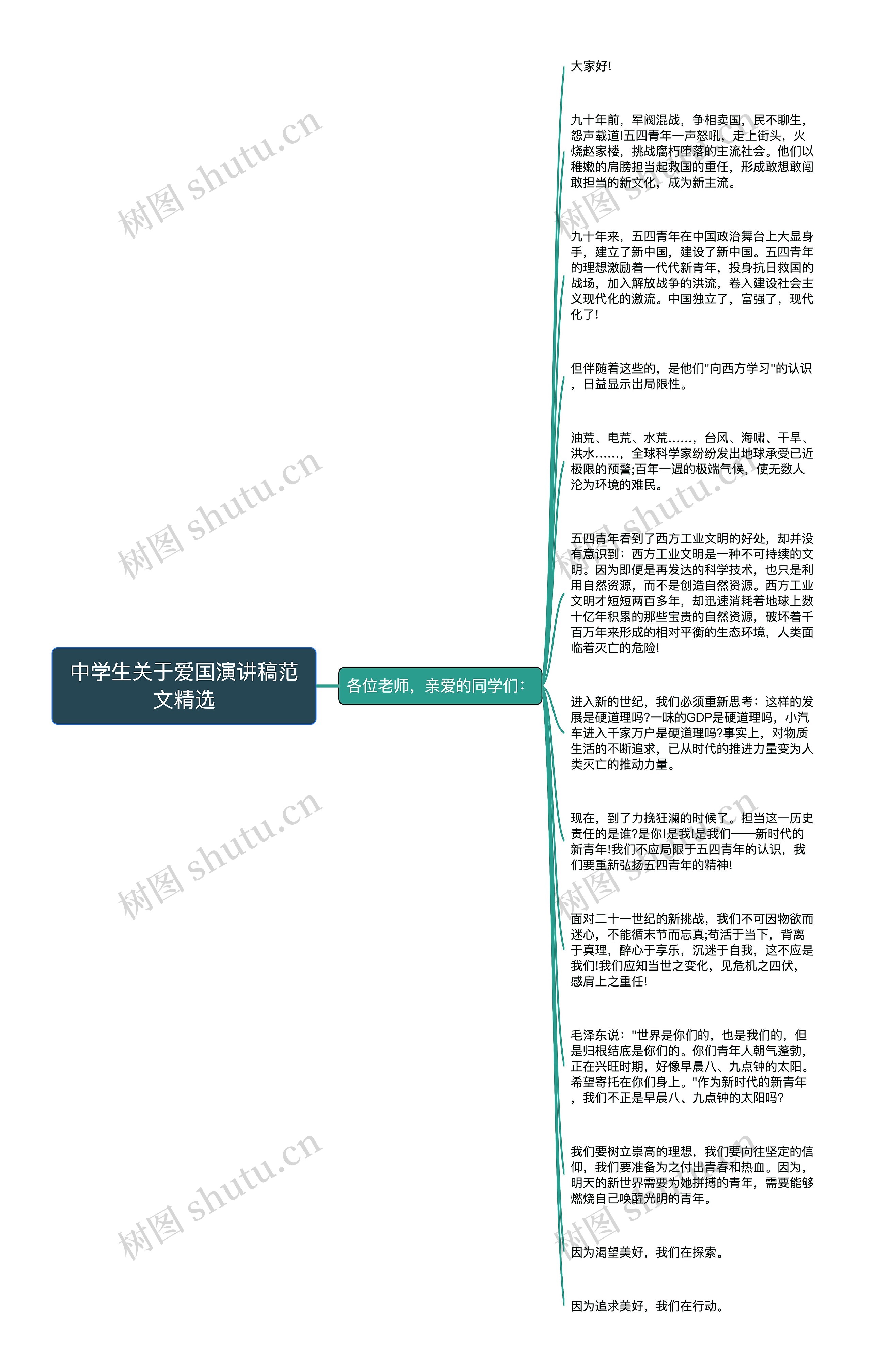 中学生关于爱国演讲稿范文精选思维导图