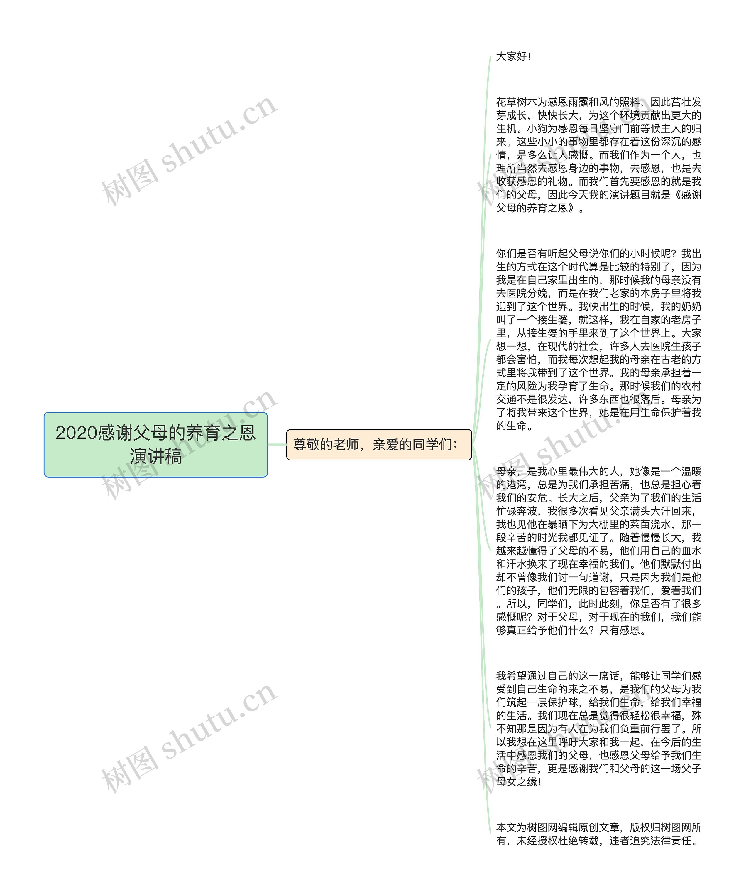 2020感谢父母的养育之恩演讲稿思维导图