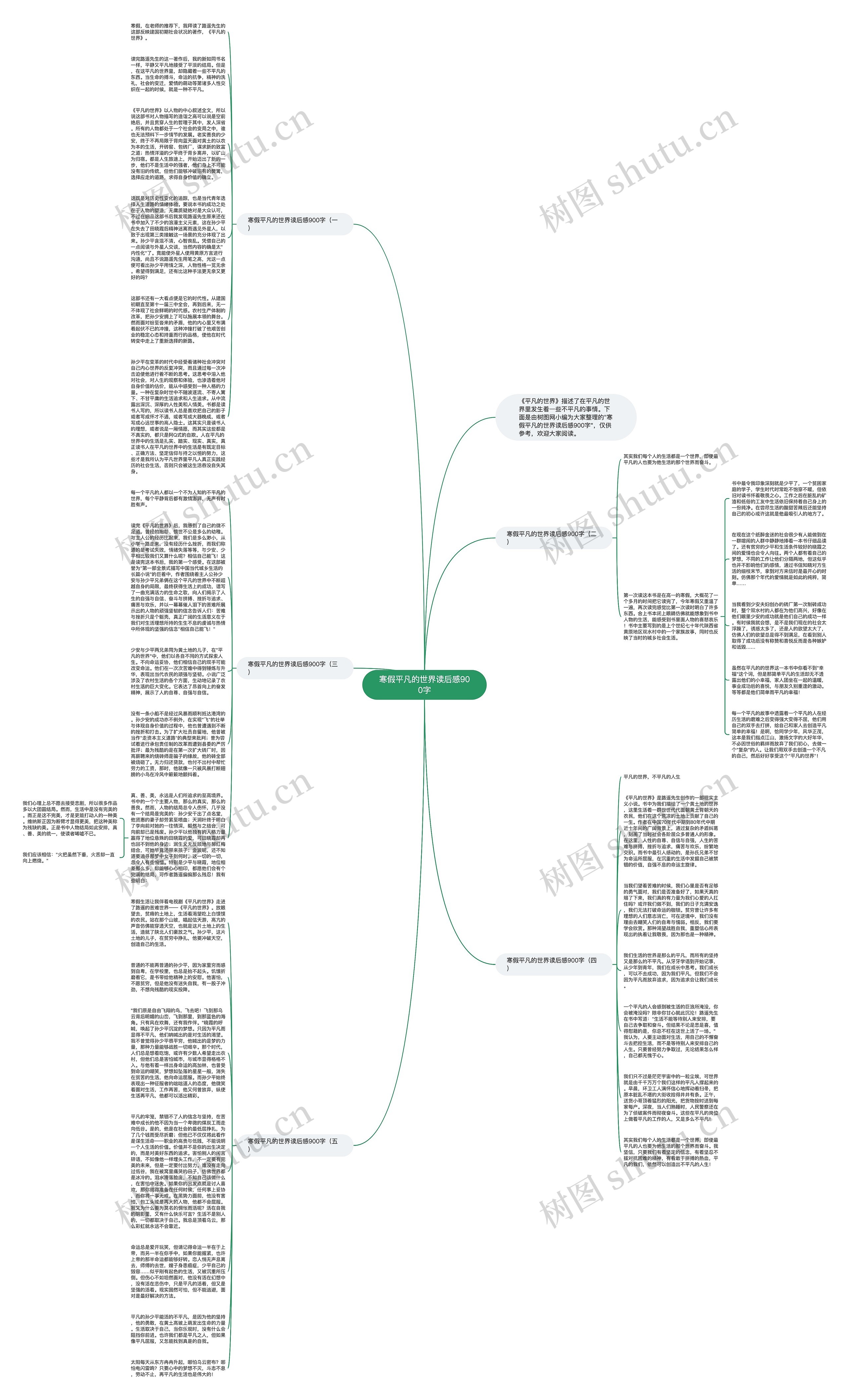 寒假平凡的世界读后感900字思维导图