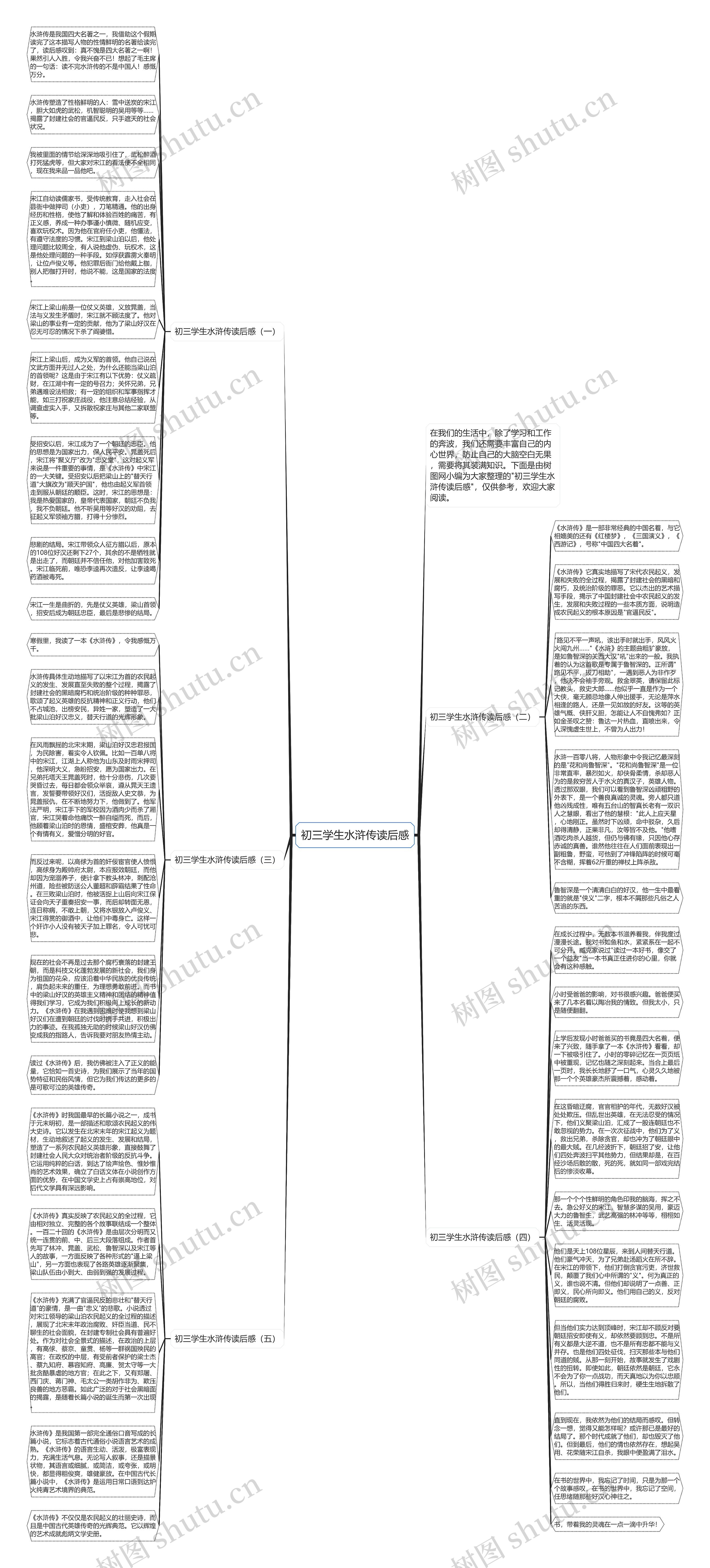 初三学生水浒传读后感思维导图