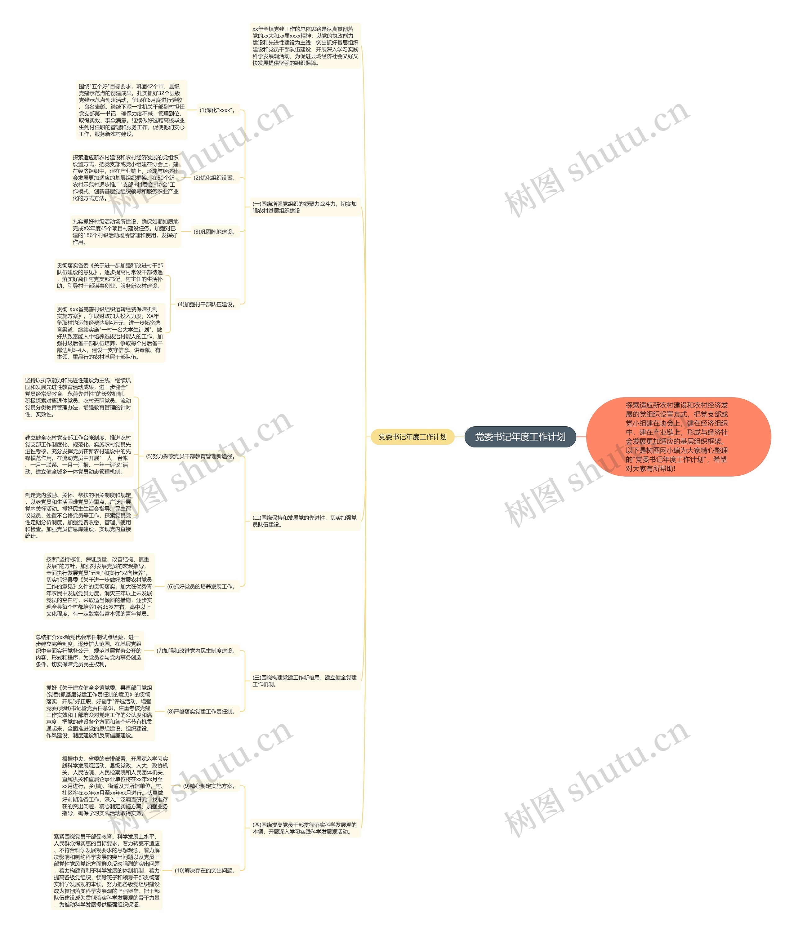 党委书记年度工作计划思维导图