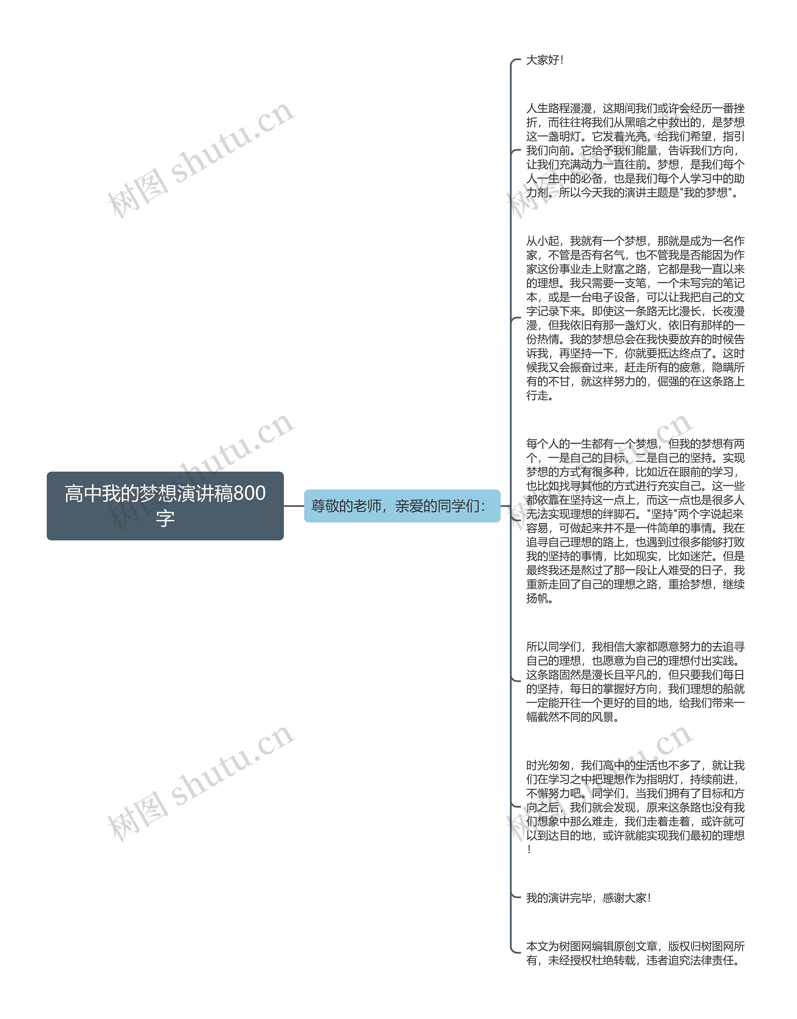 高中我的梦想演讲稿800字思维导图