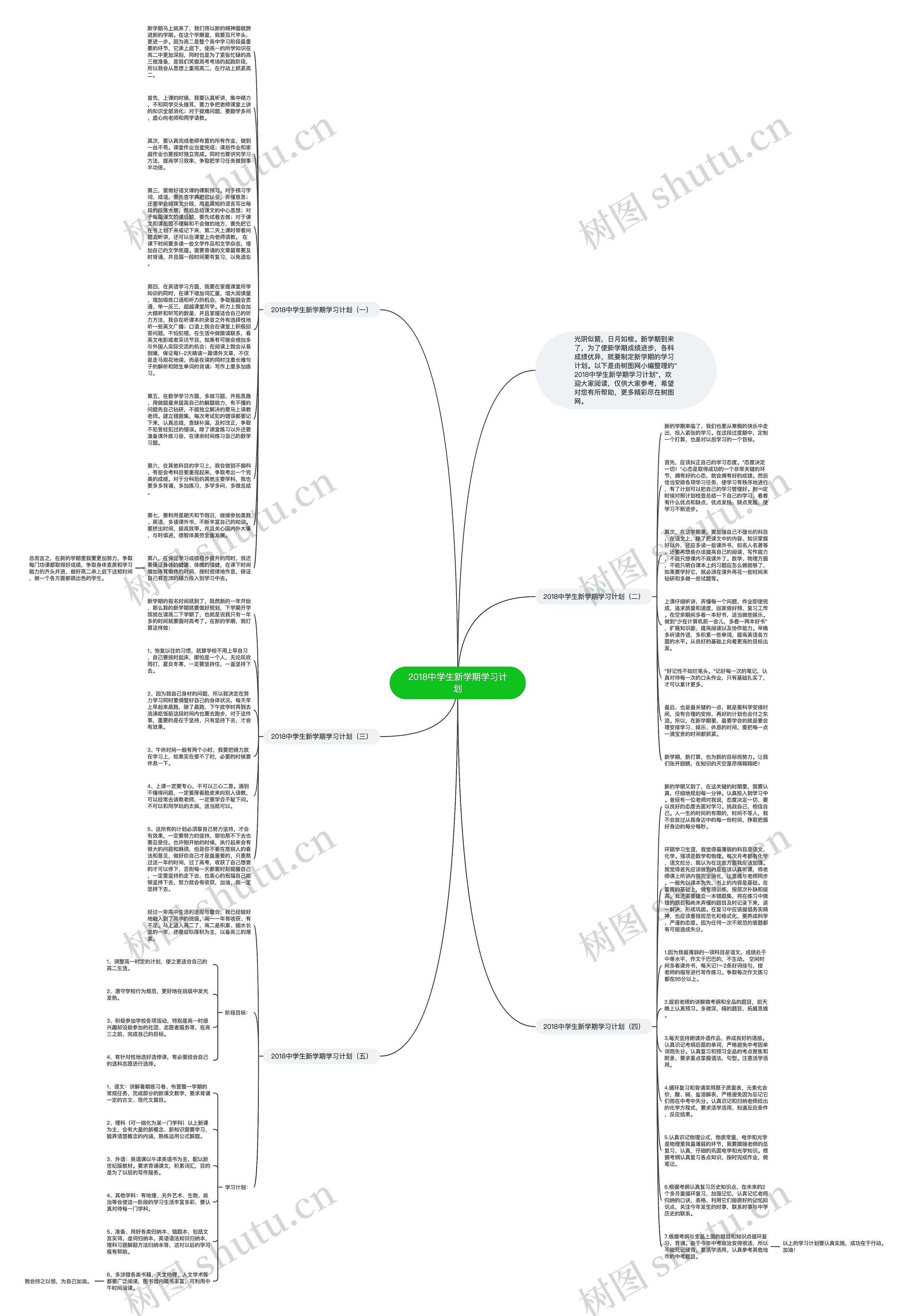 2018中学生新学期学习计划思维导图