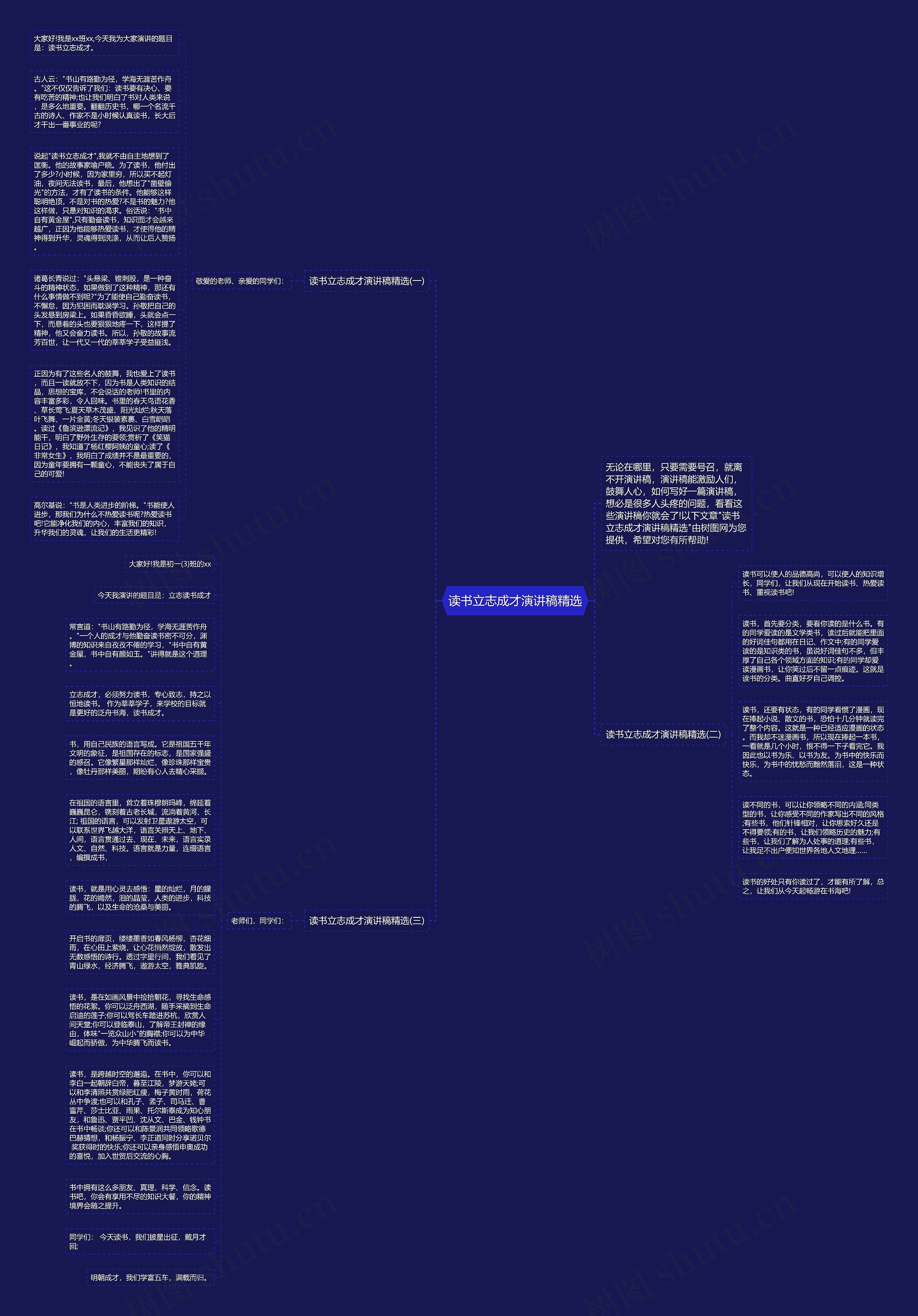 读书立志成才演讲稿精选思维导图