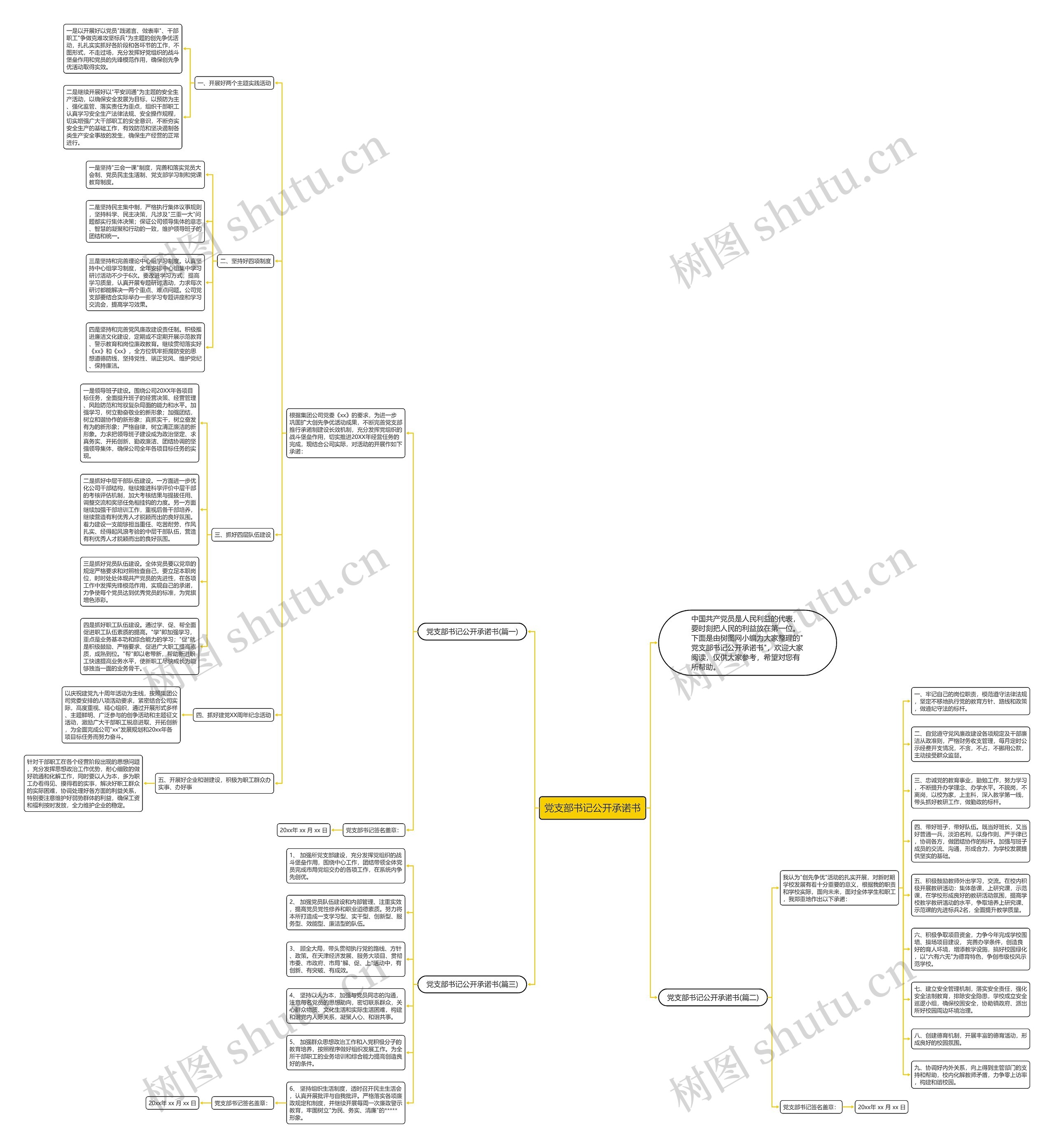 党支部书记公开承诺书思维导图
