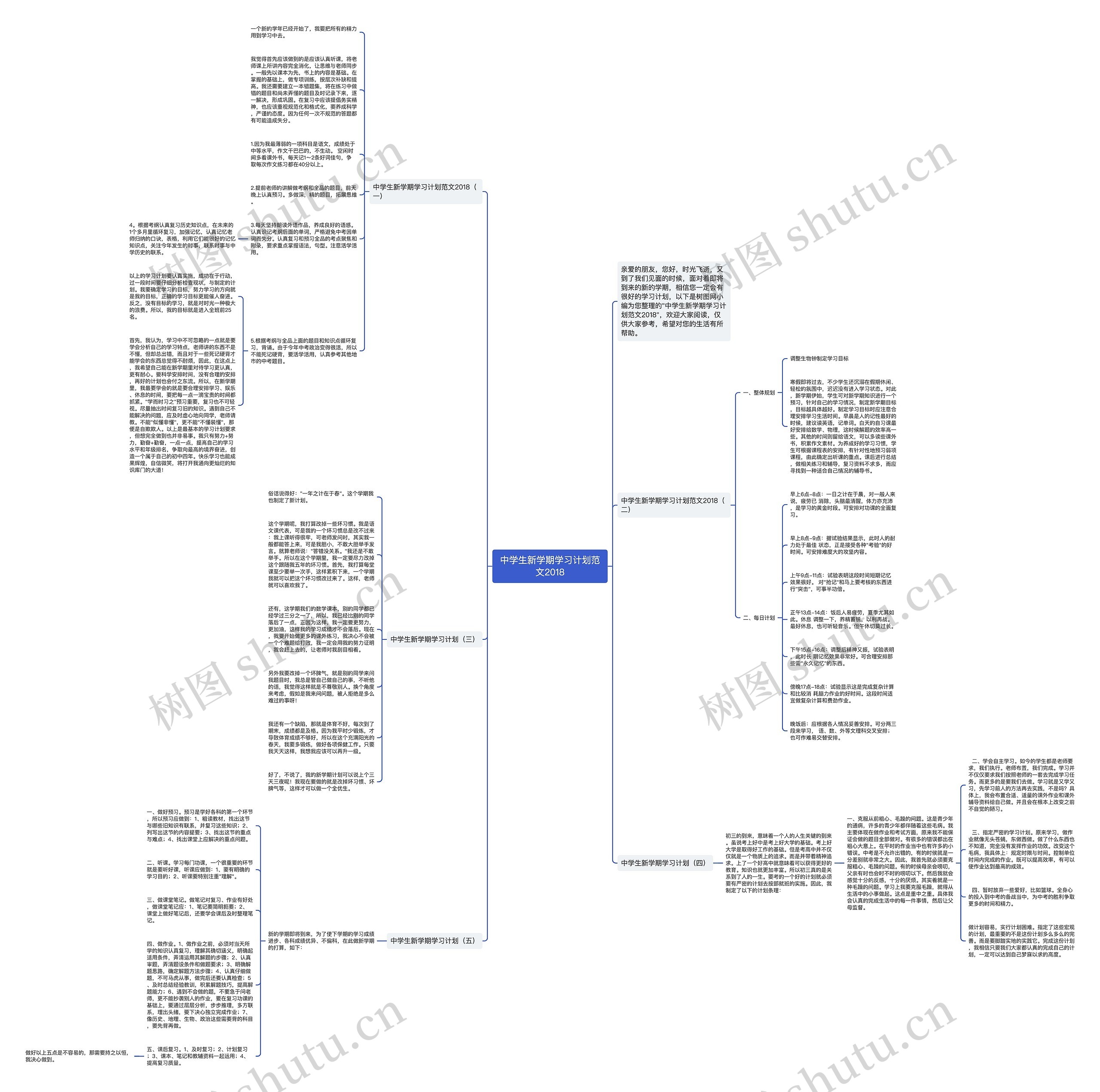 中学生新学期学习计划范文2018思维导图