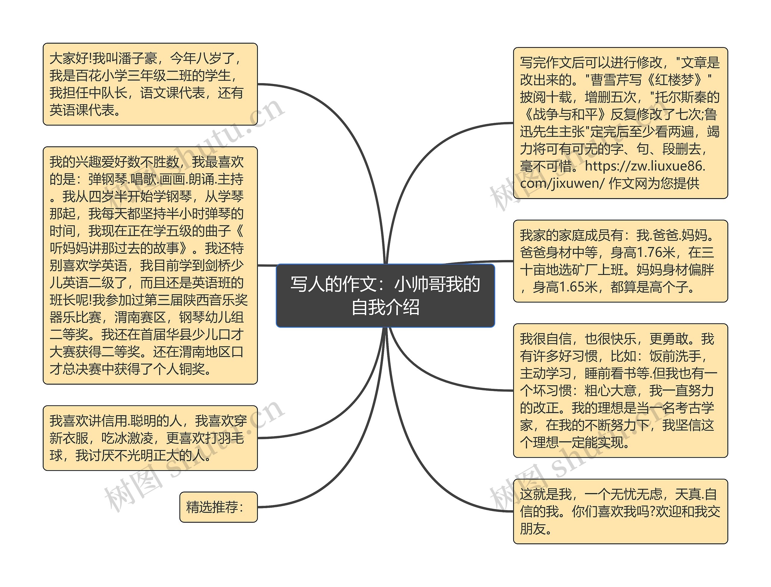 写人的作文：小帅哥我的自我介绍思维导图