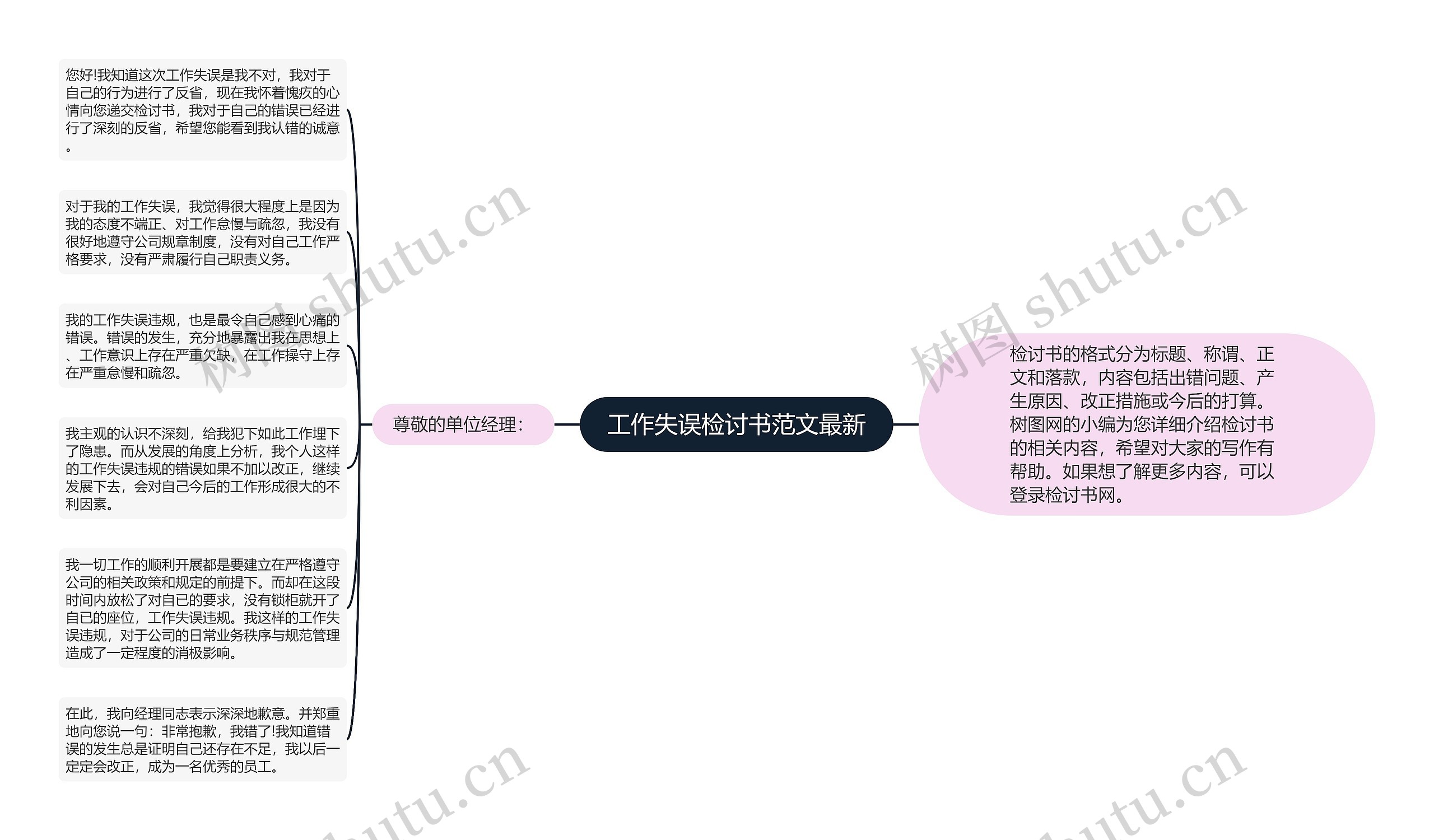 工作失误检讨书范文最新思维导图