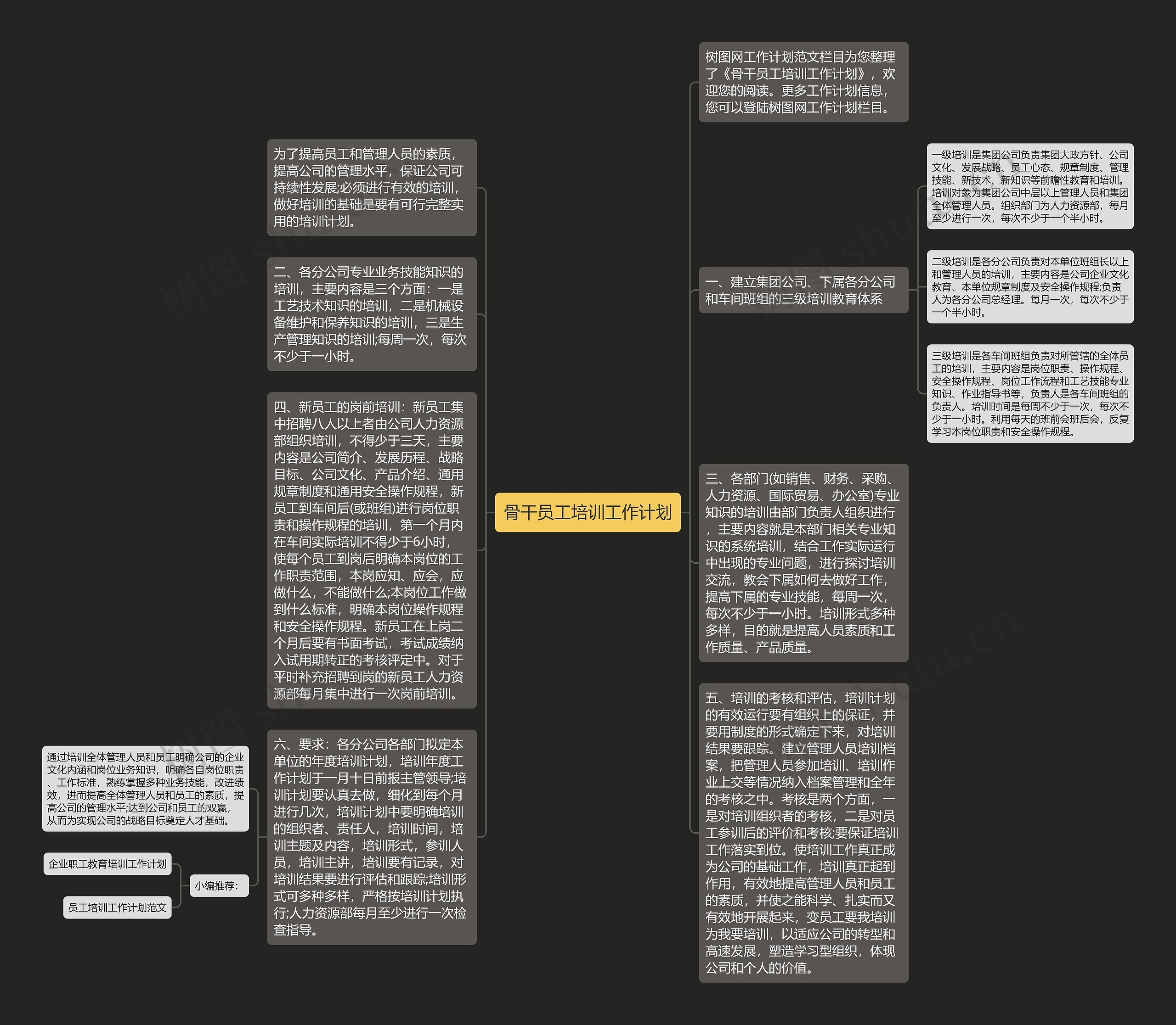 骨干员工培训工作计划思维导图