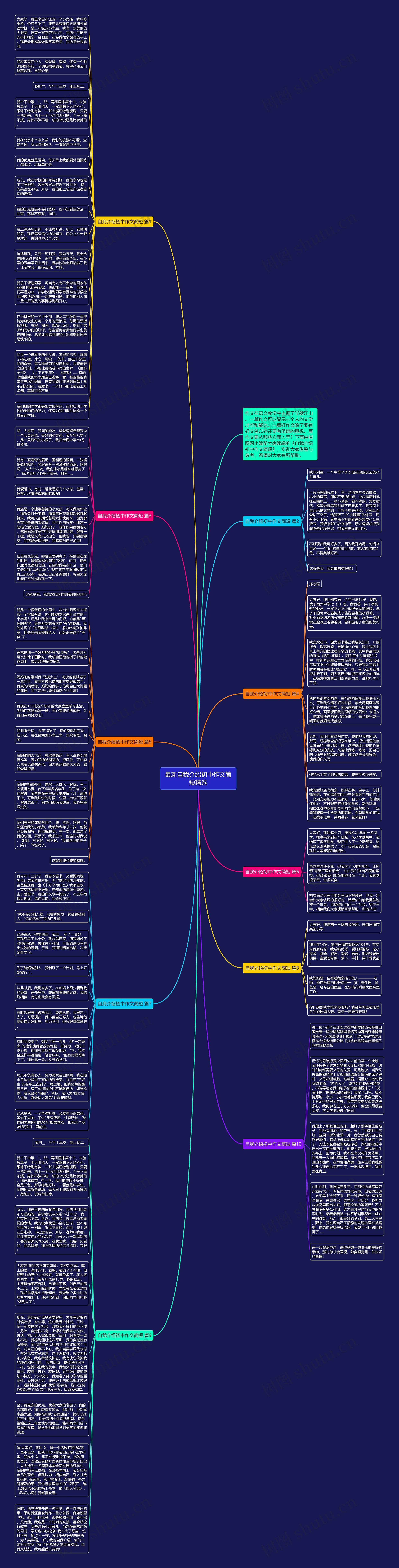 最新自我介绍初中作文简短精选思维导图