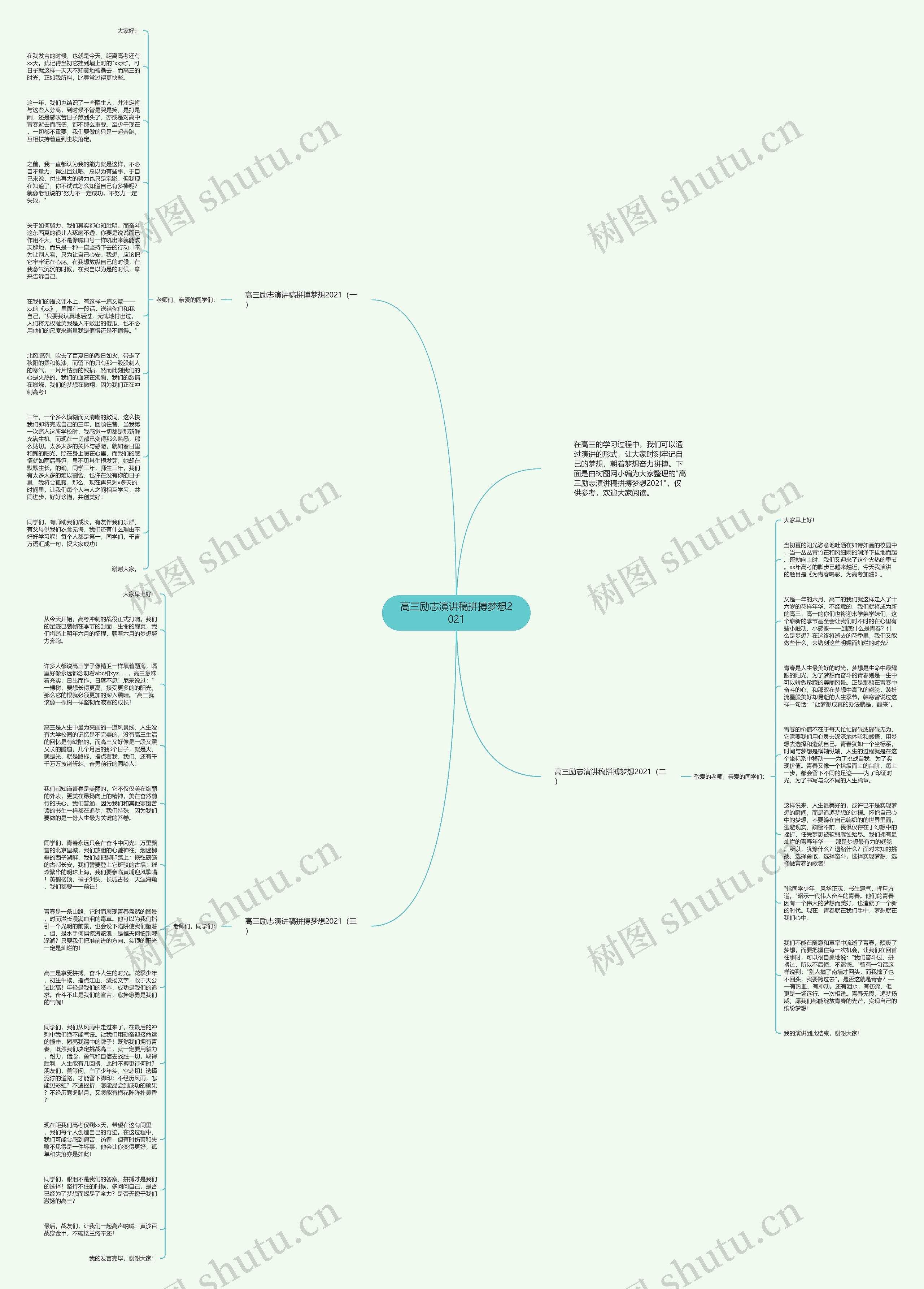 高三励志演讲稿拼搏梦想2021思维导图