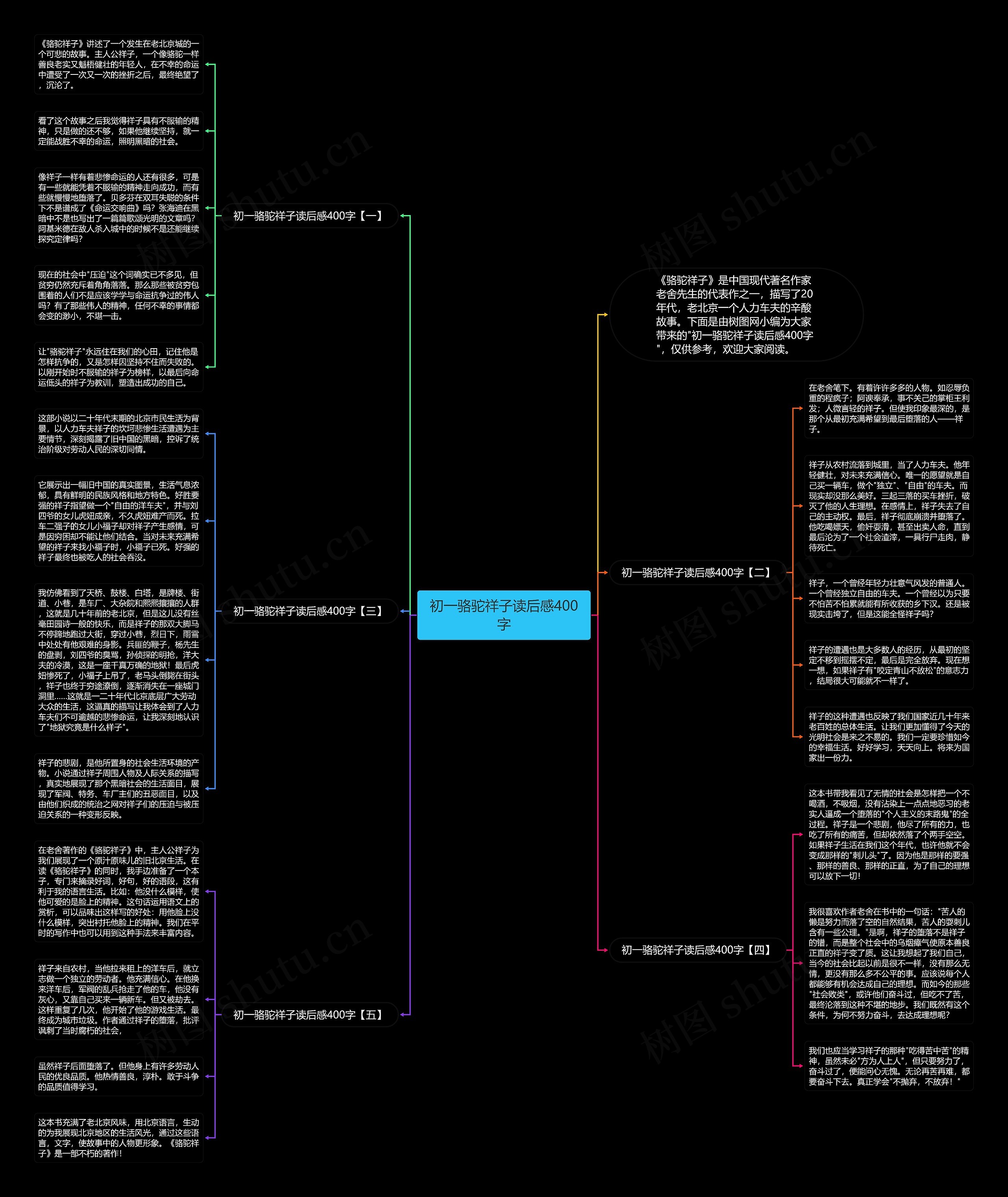 初一骆驼祥子读后感400字思维导图