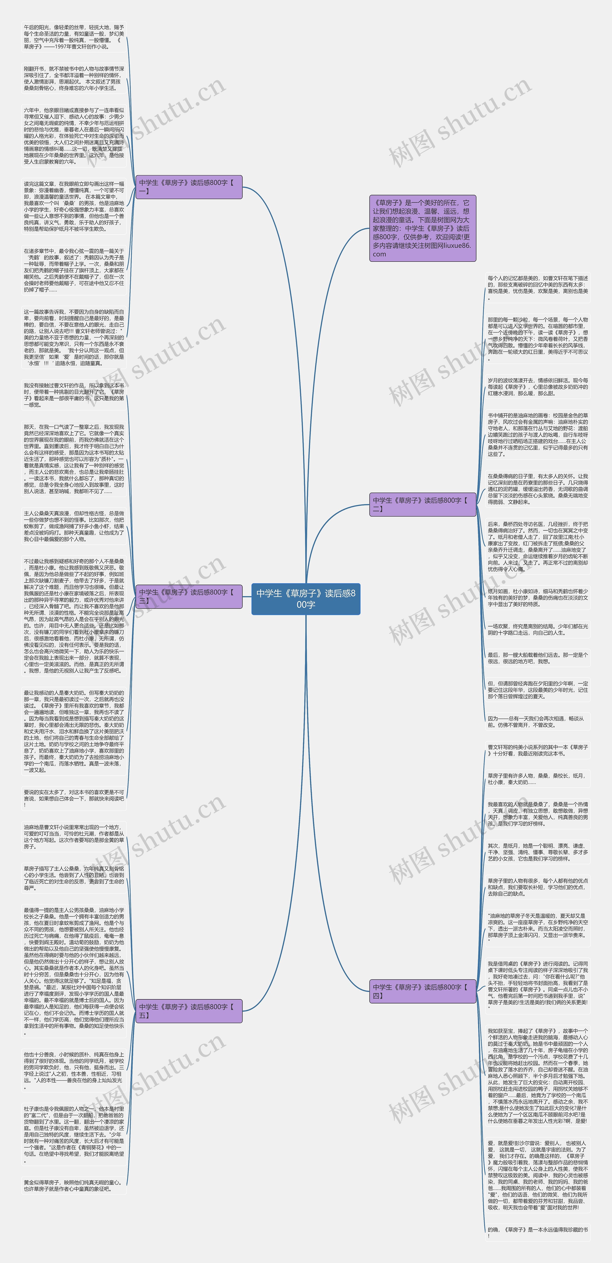 中学生《草房子》读后感800字思维导图