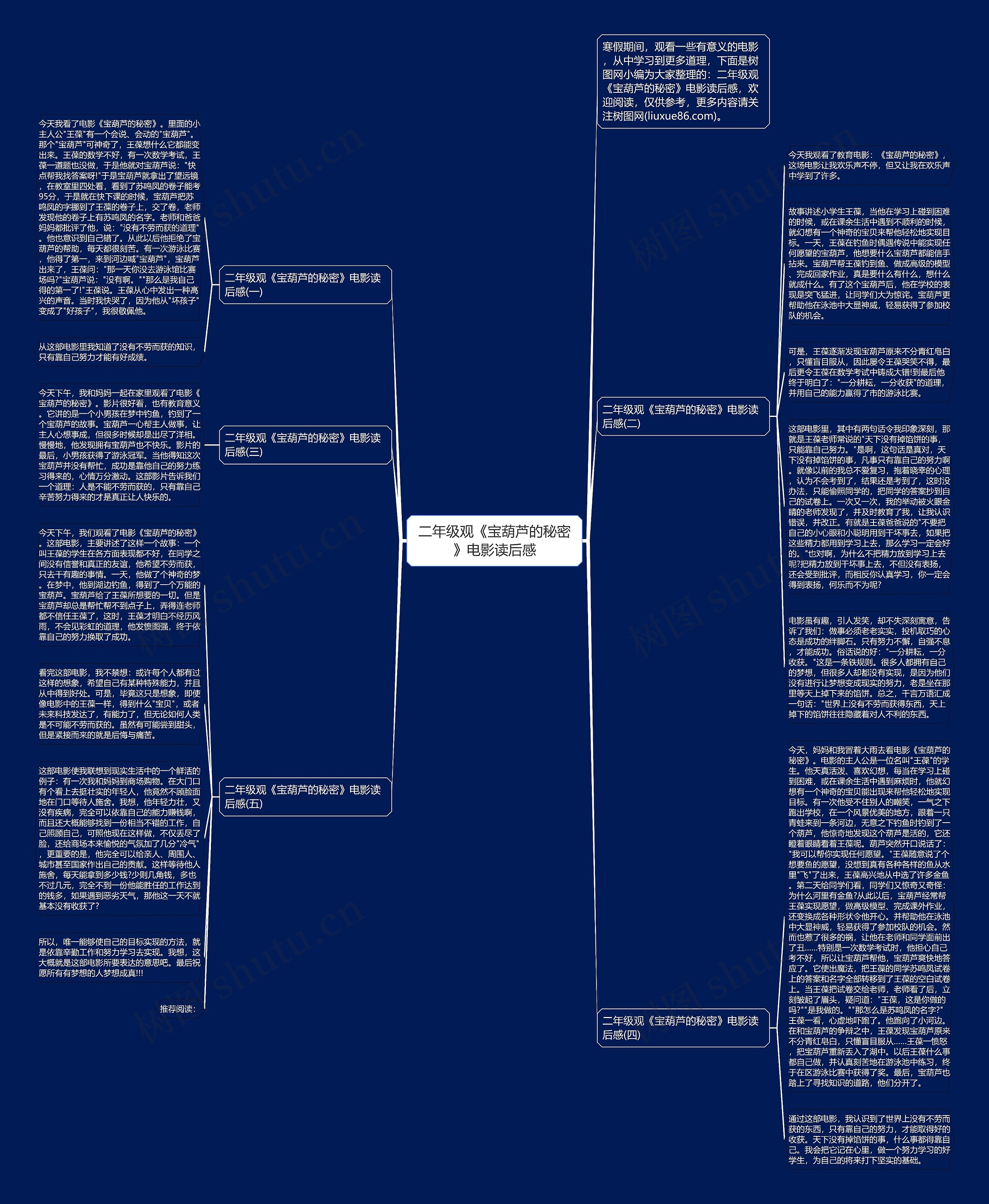 二年级观《宝葫芦的秘密》电影读后感思维导图