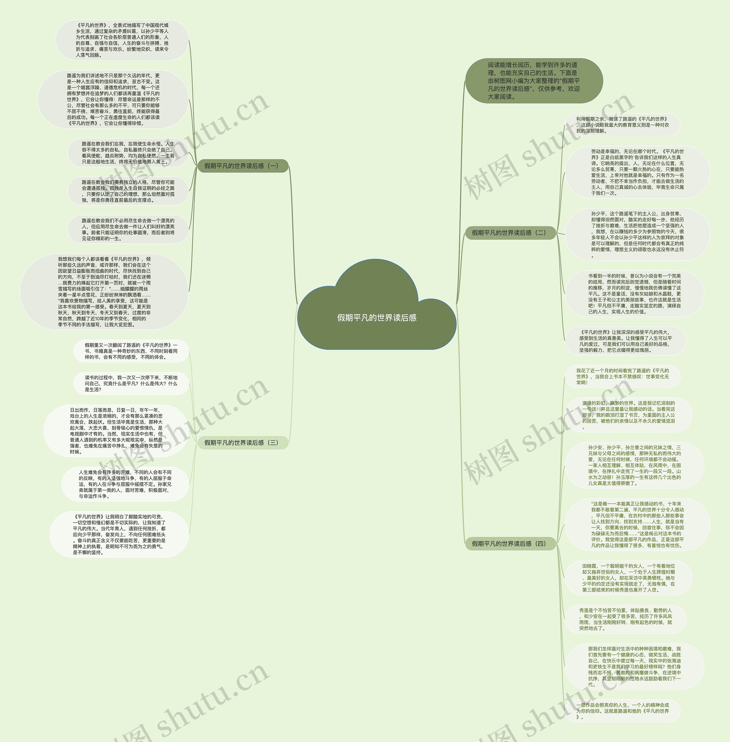 假期平凡的世界读后感思维导图