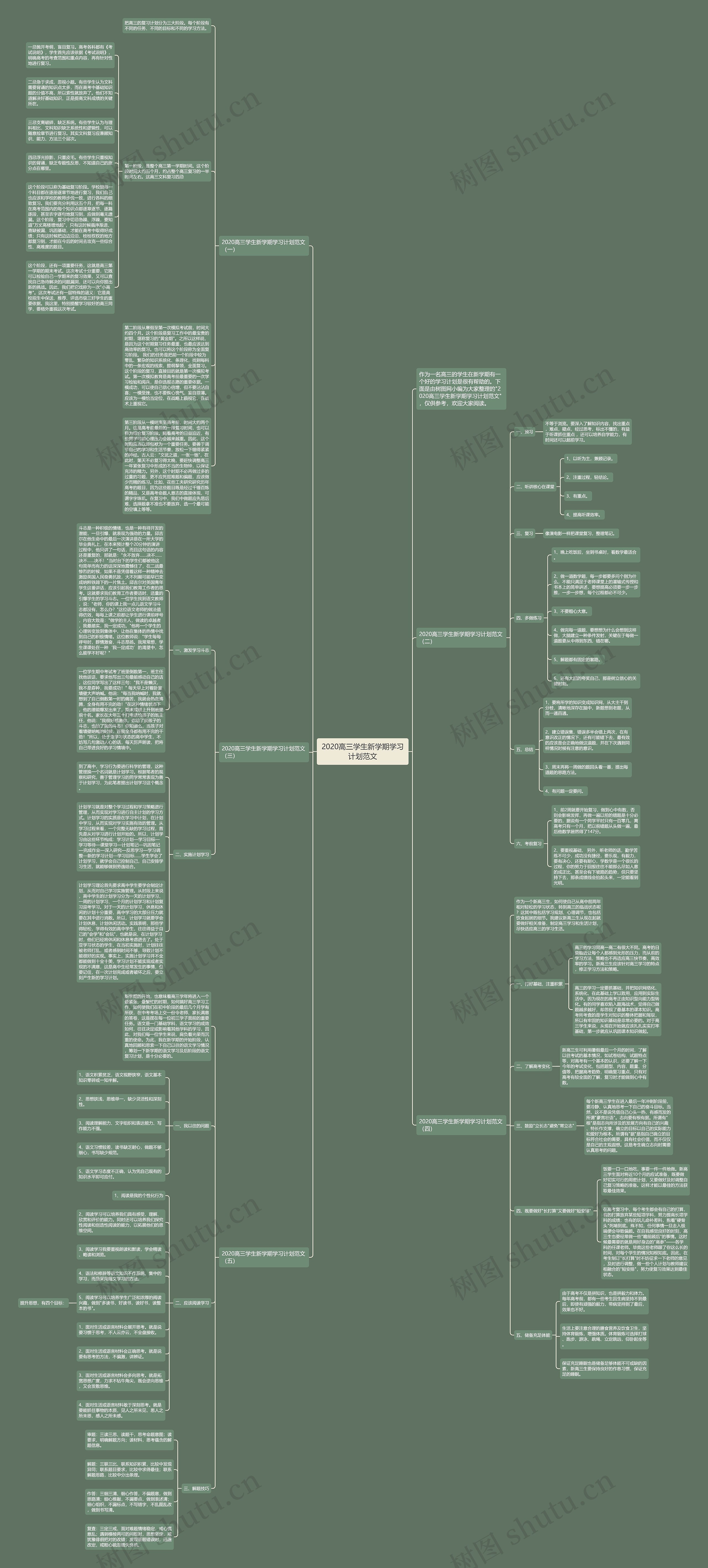 2020高三学生新学期学习计划范文思维导图