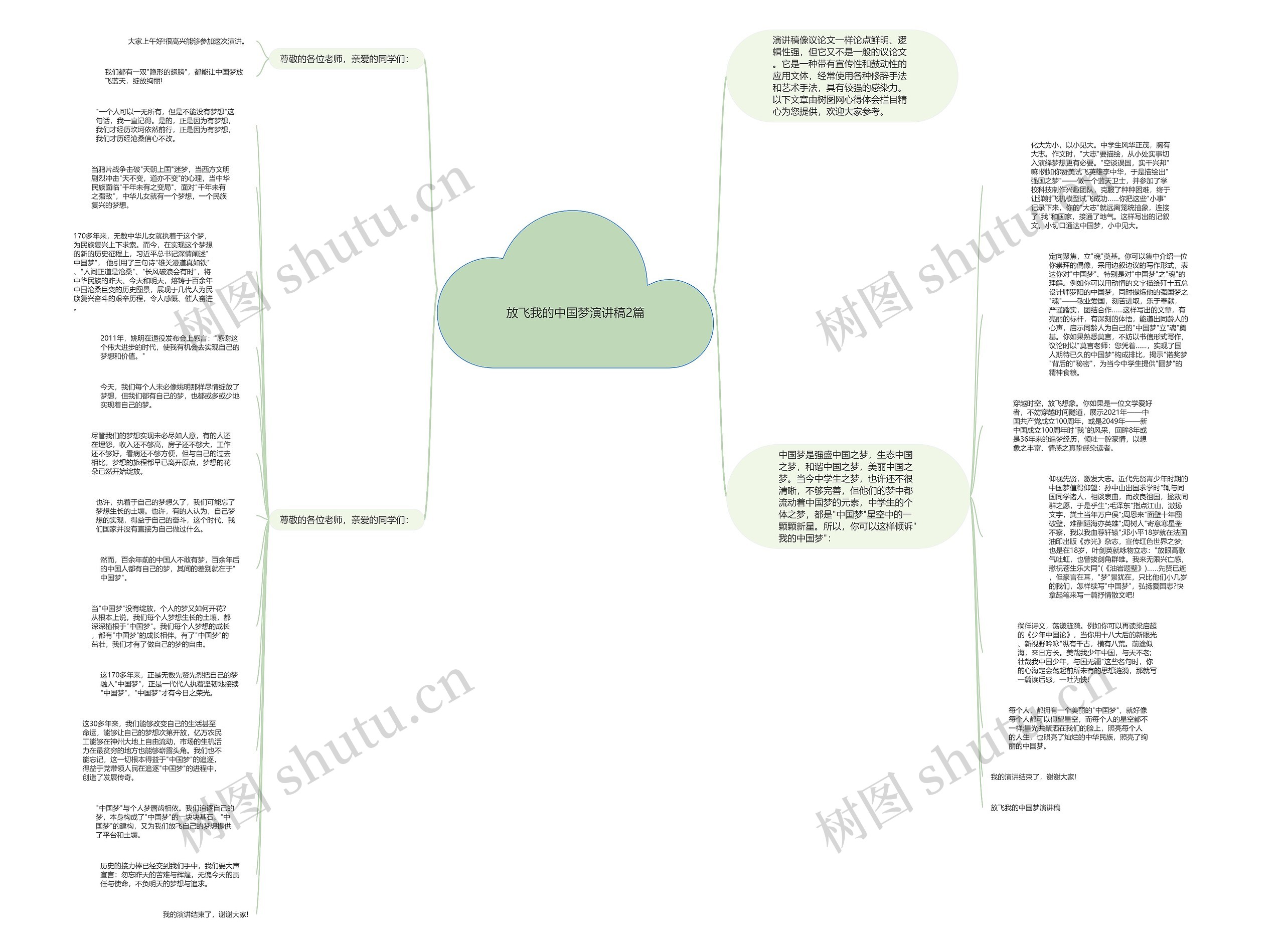 放飞我的中国梦演讲稿2篇思维导图