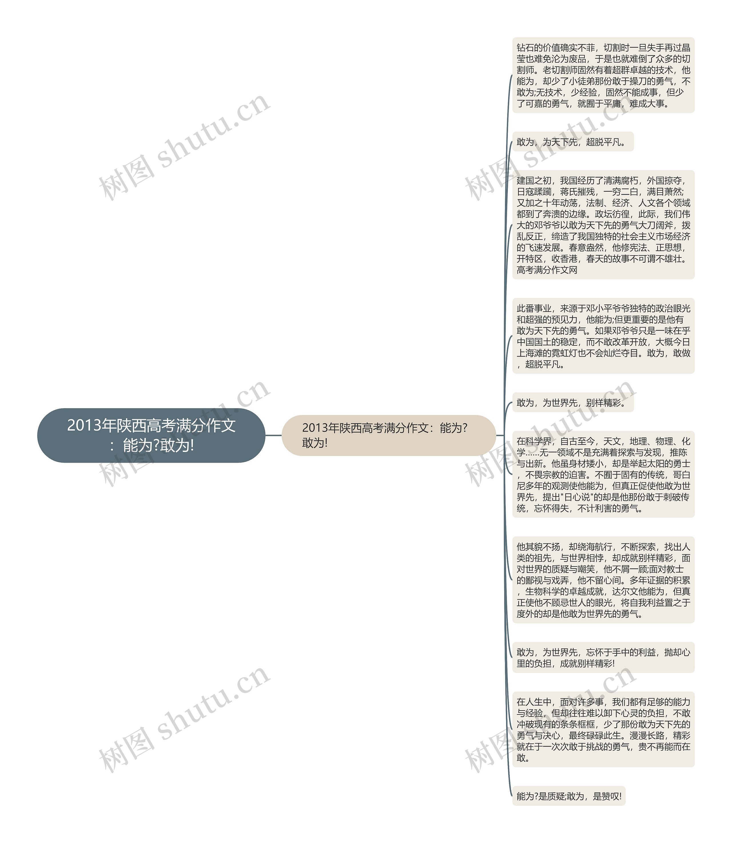 2013年陕西高考满分作文：能为?敢为!思维导图