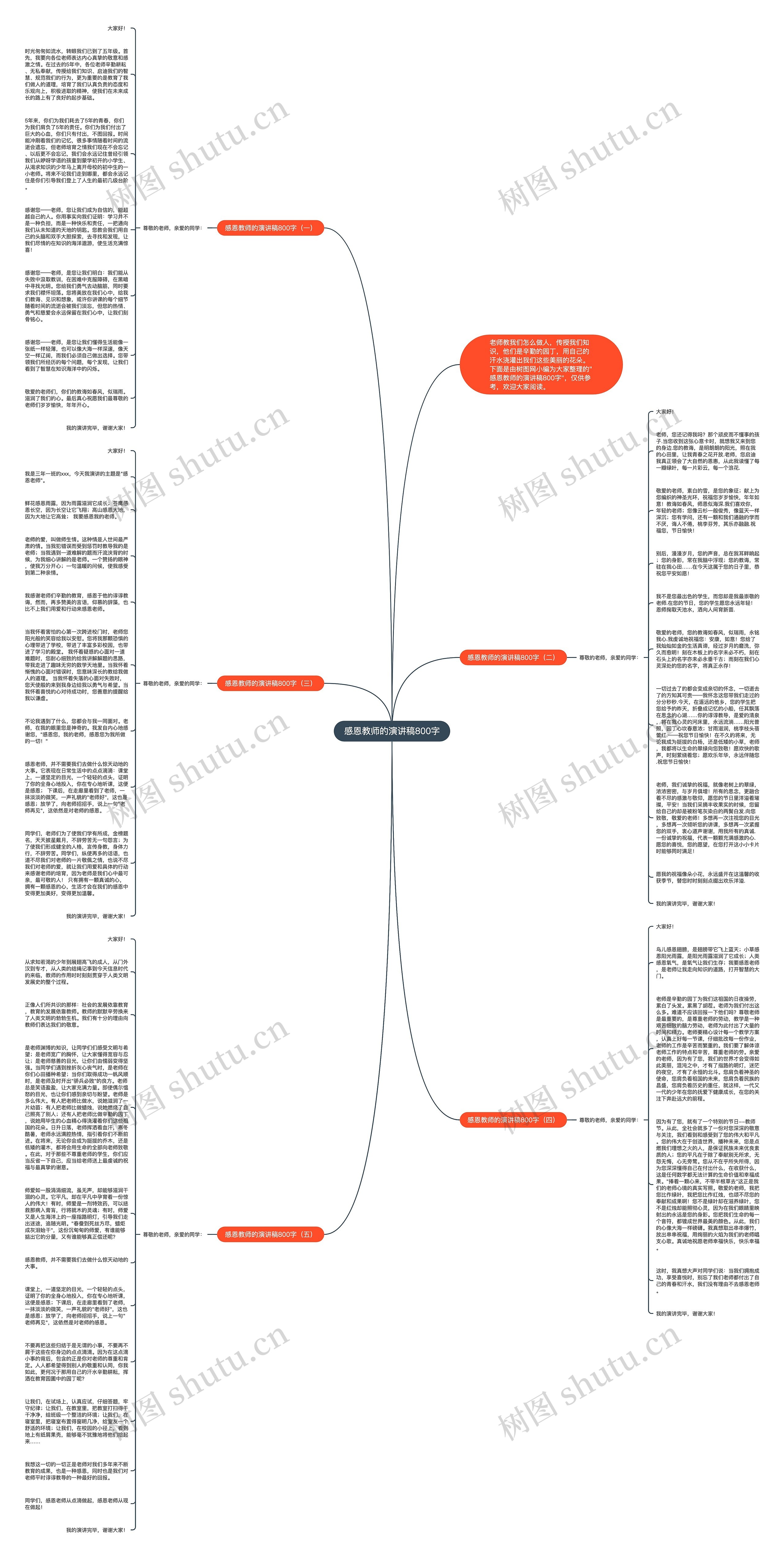 感恩教师的演讲稿800字思维导图