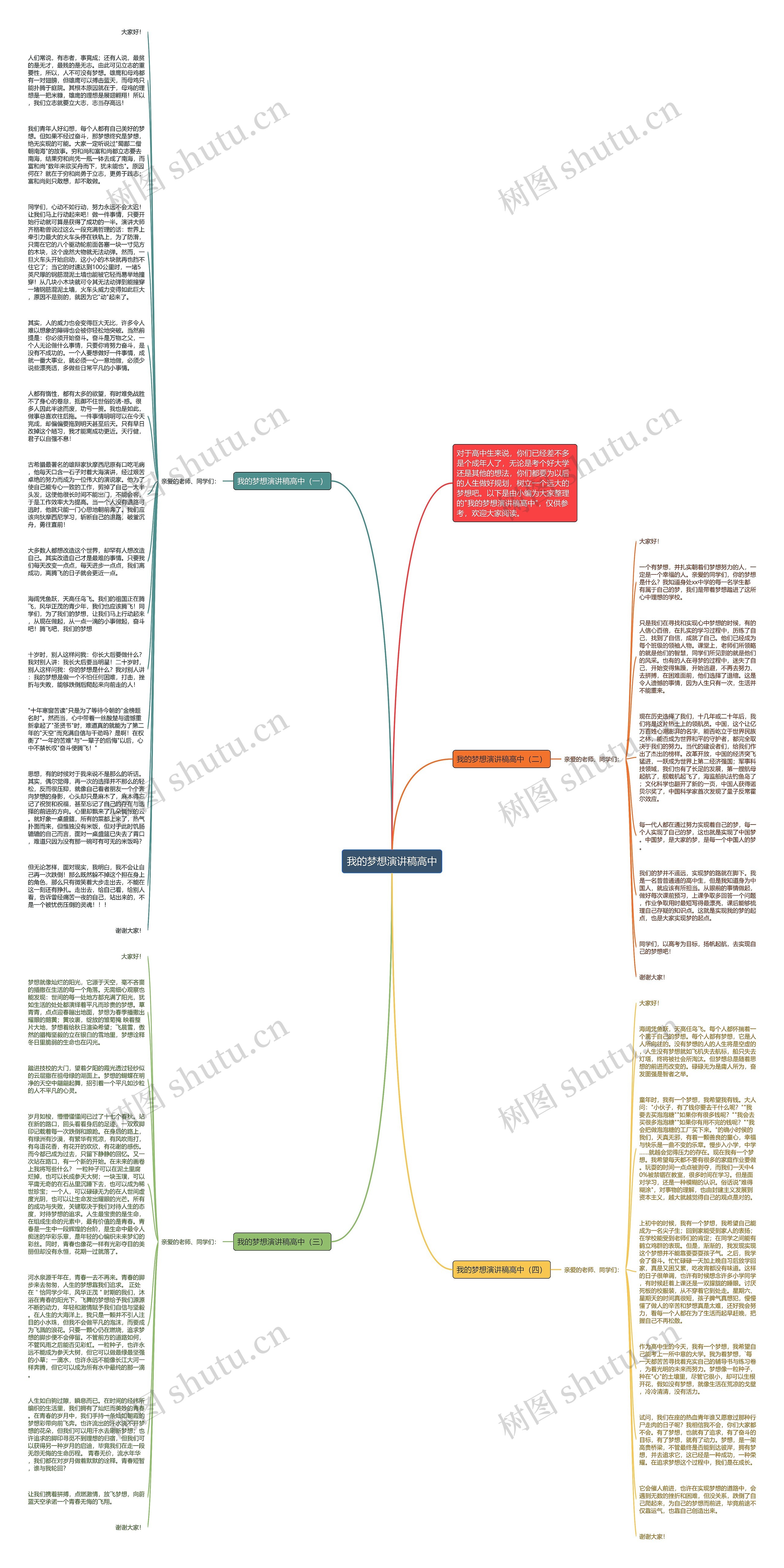 我的梦想演讲稿高中思维导图