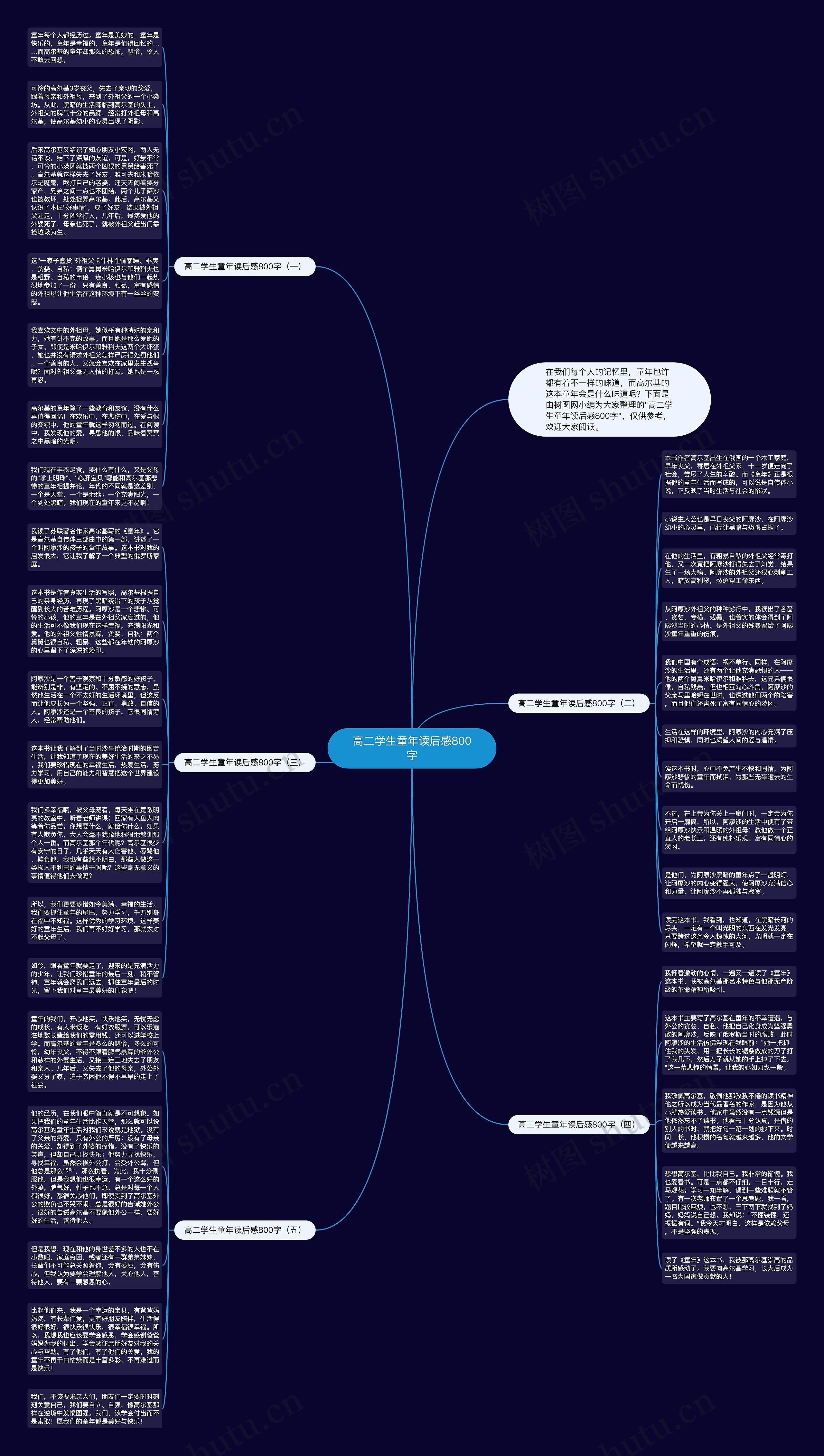 高二学生童年读后感800字思维导图