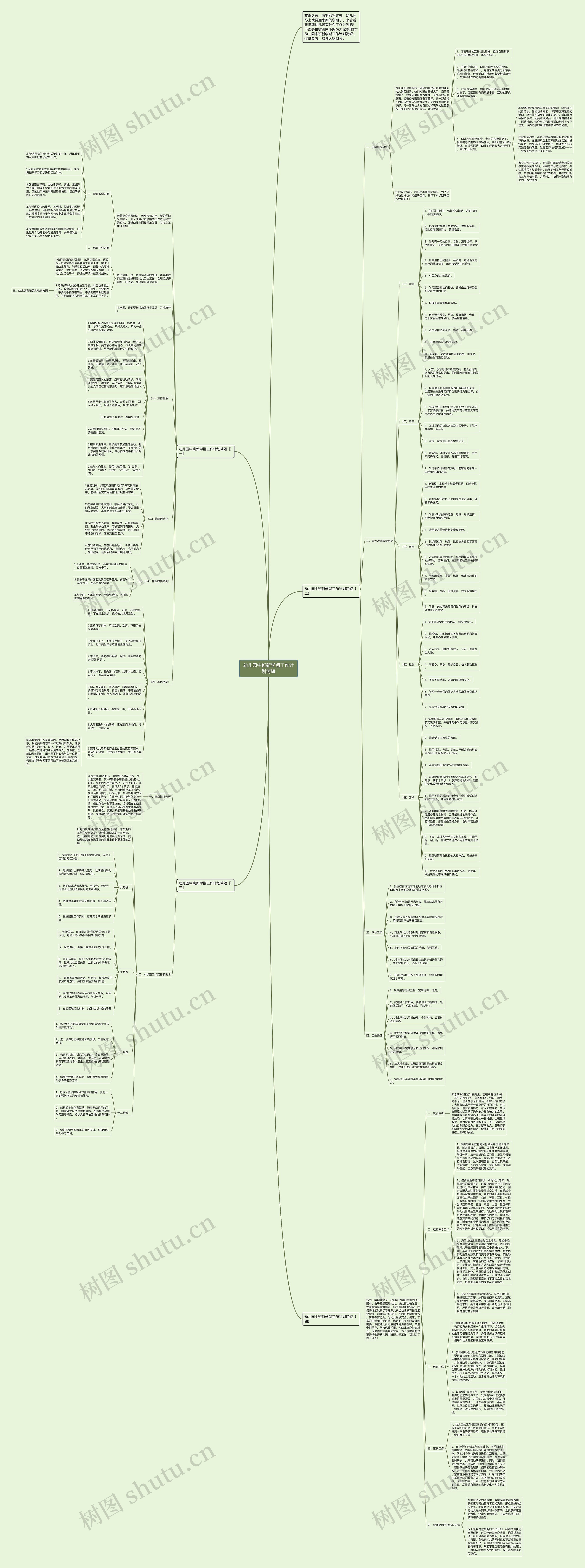 幼儿园中班新学期工作计划简短思维导图