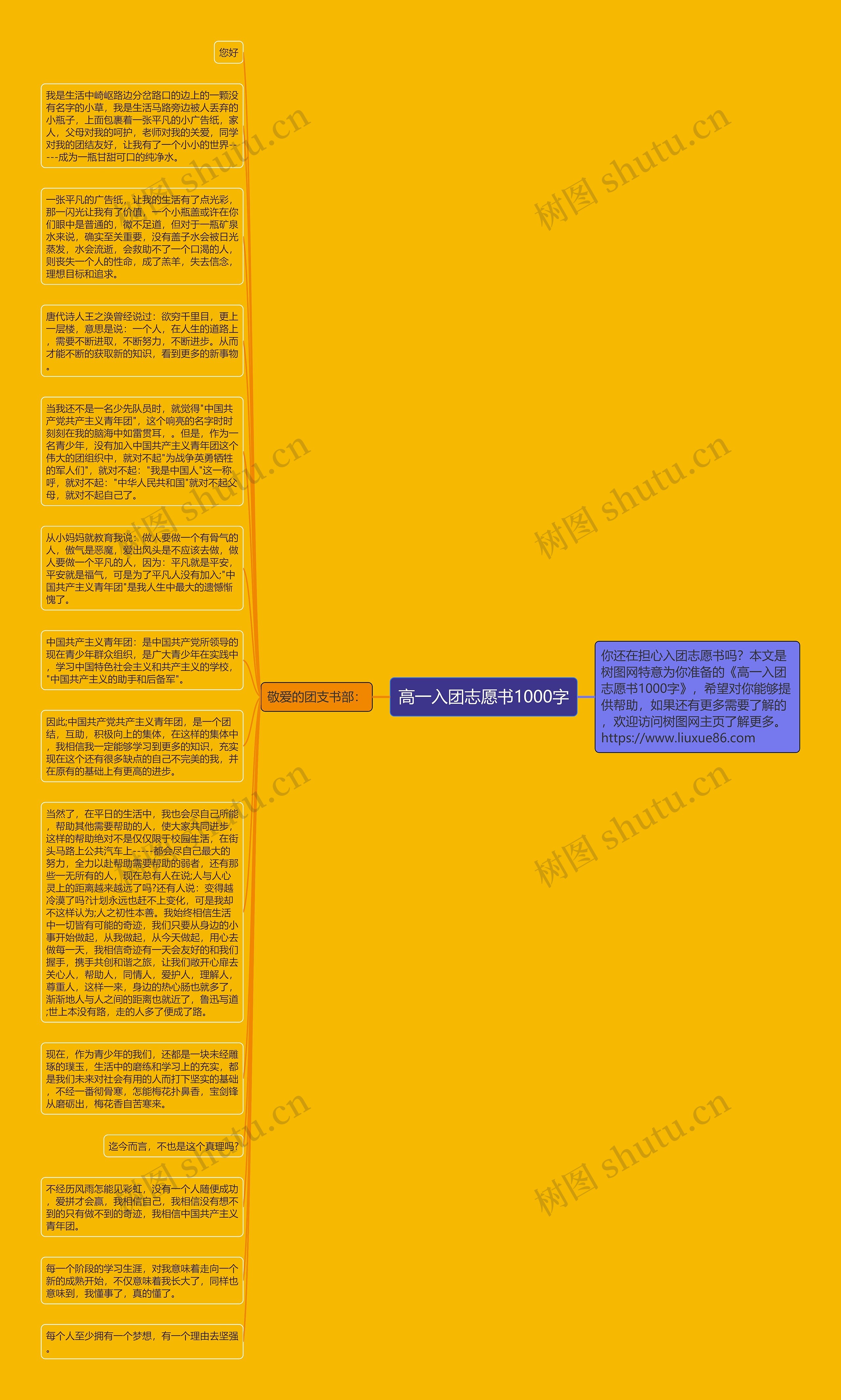 高一入团志愿书1000字思维导图