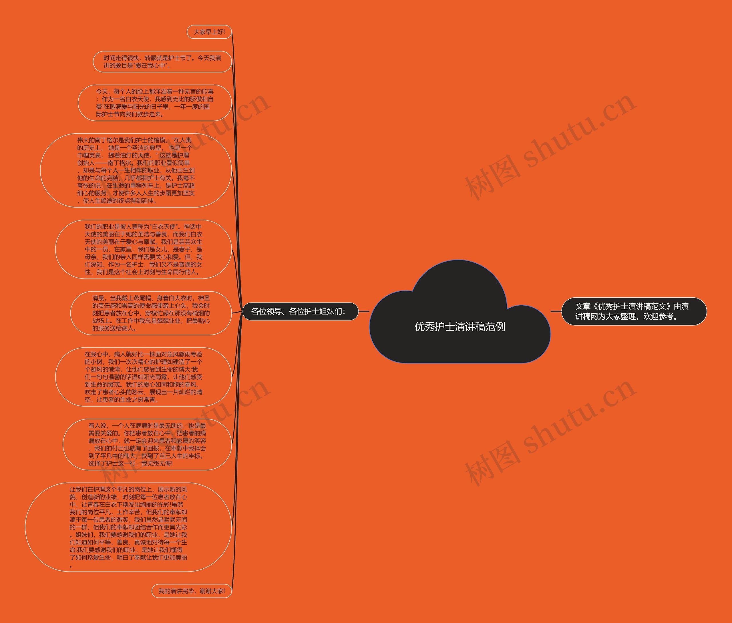 优秀护士演讲稿范例思维导图