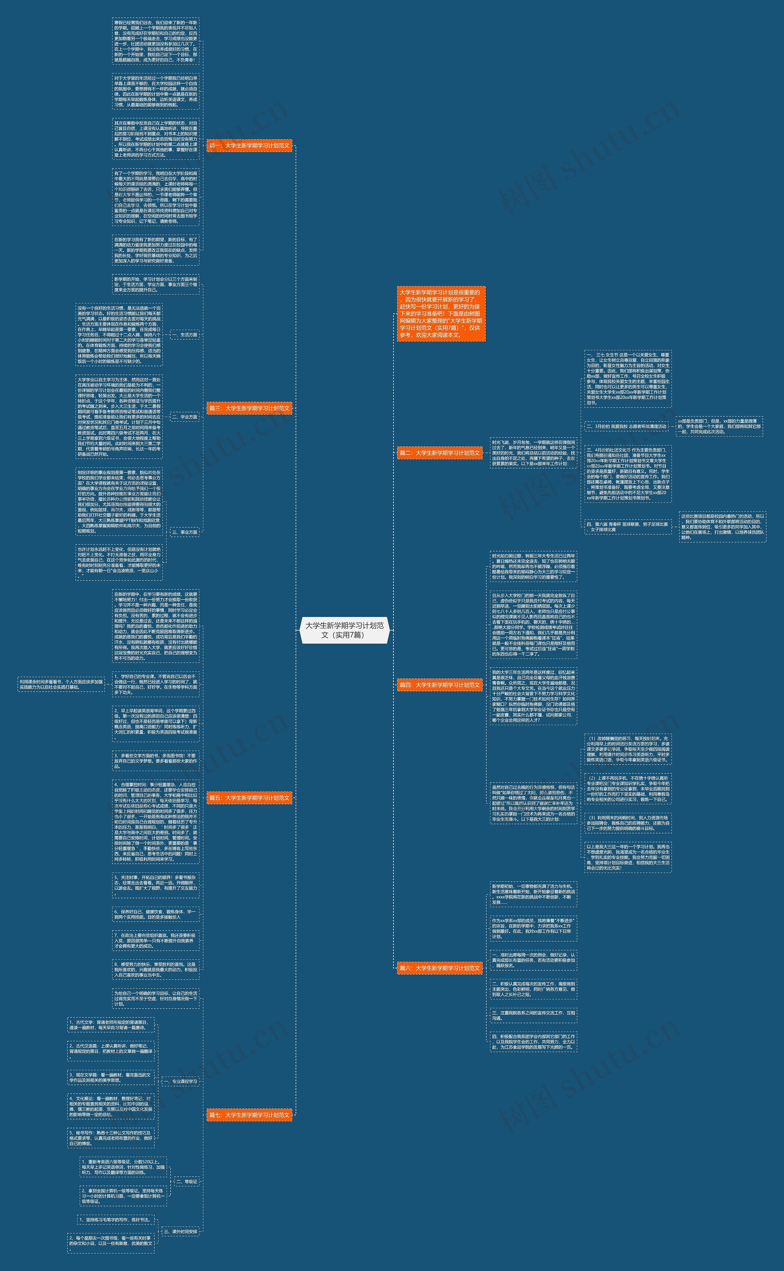 大学生新学期学习计划范文（实用7篇）思维导图