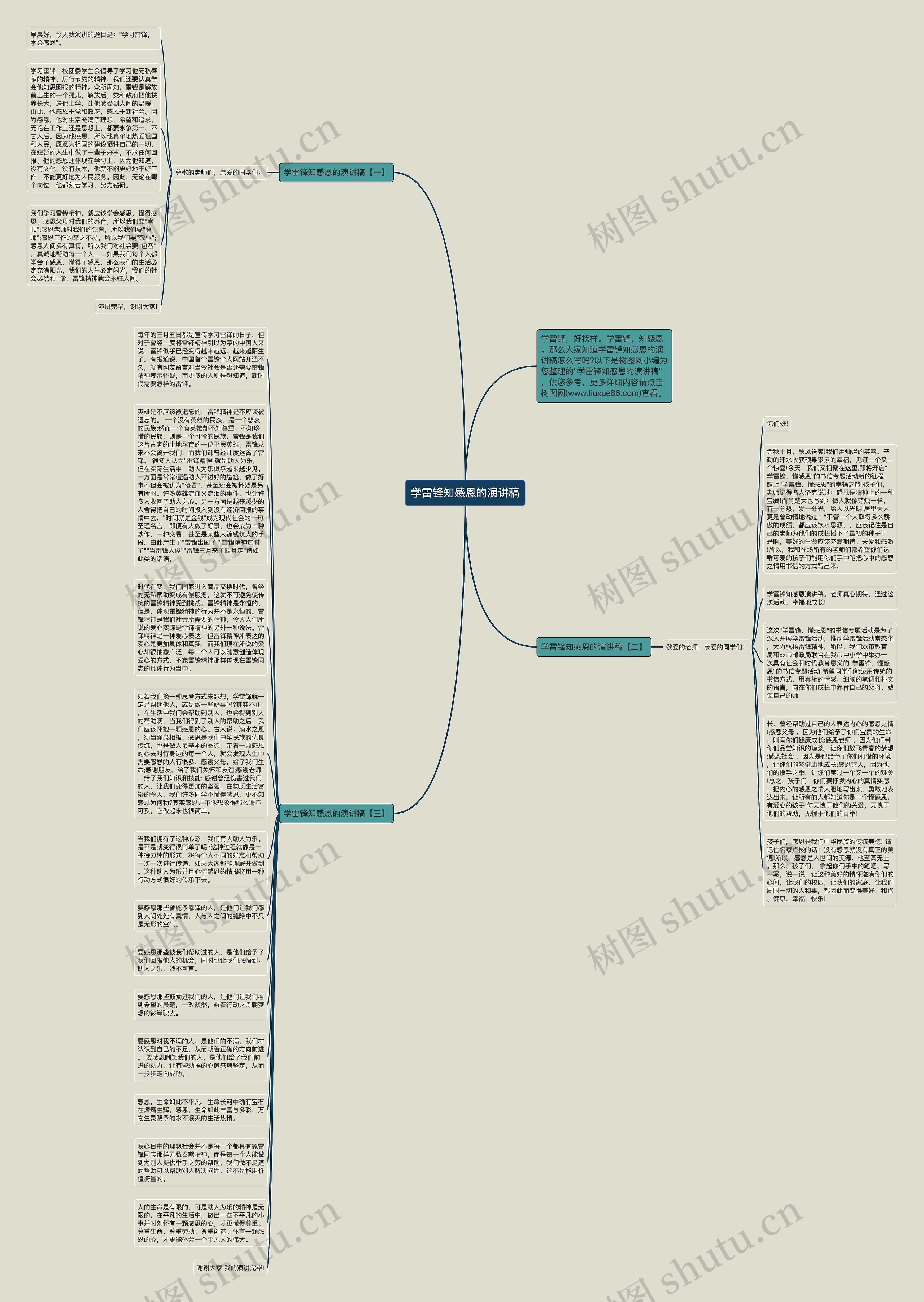 学雷锋知感恩的演讲稿思维导图
