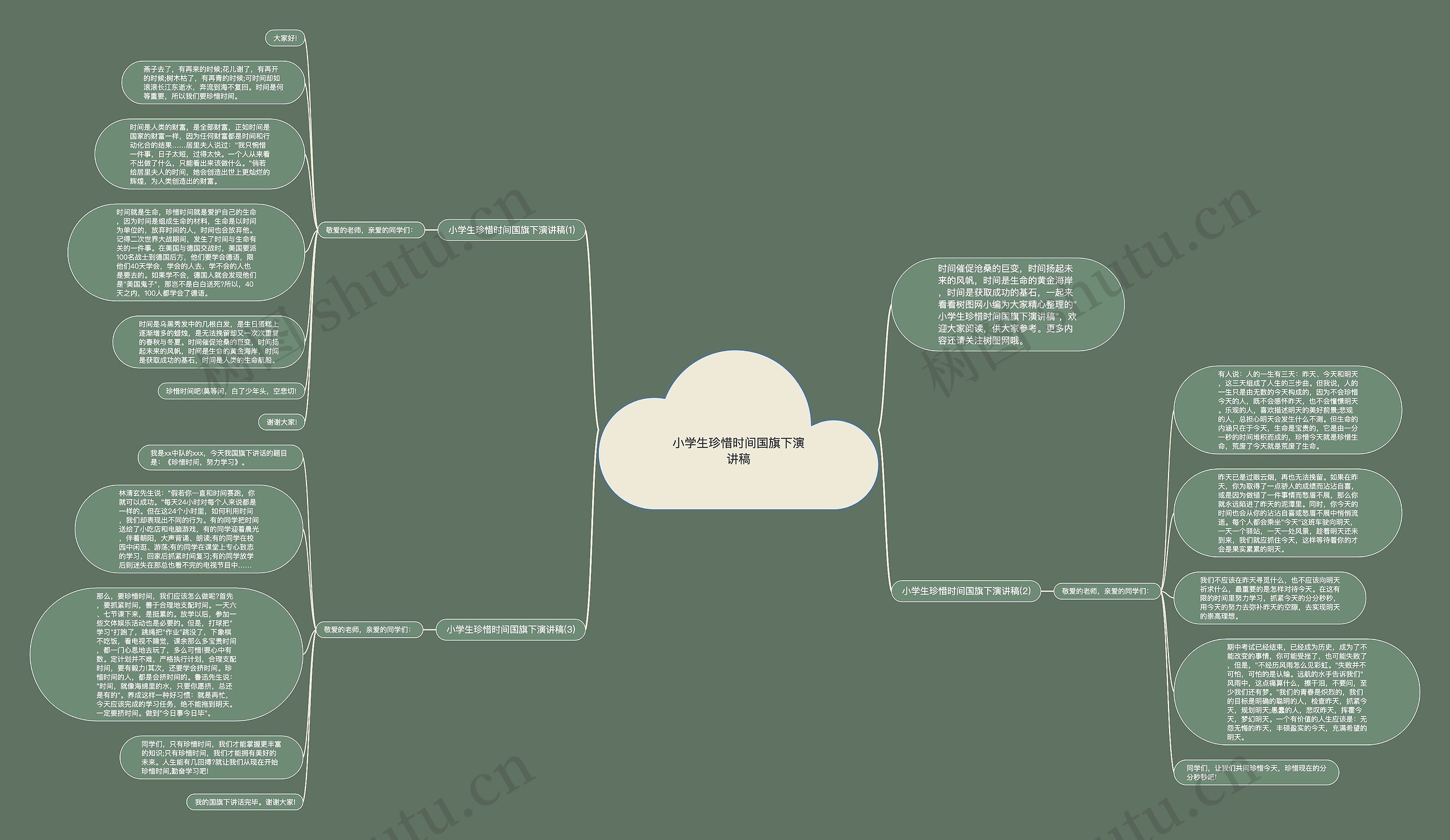 小学生珍惜时间国旗下演讲稿思维导图高清图 小学生珍惜时间国旗下演讲稿思维导图