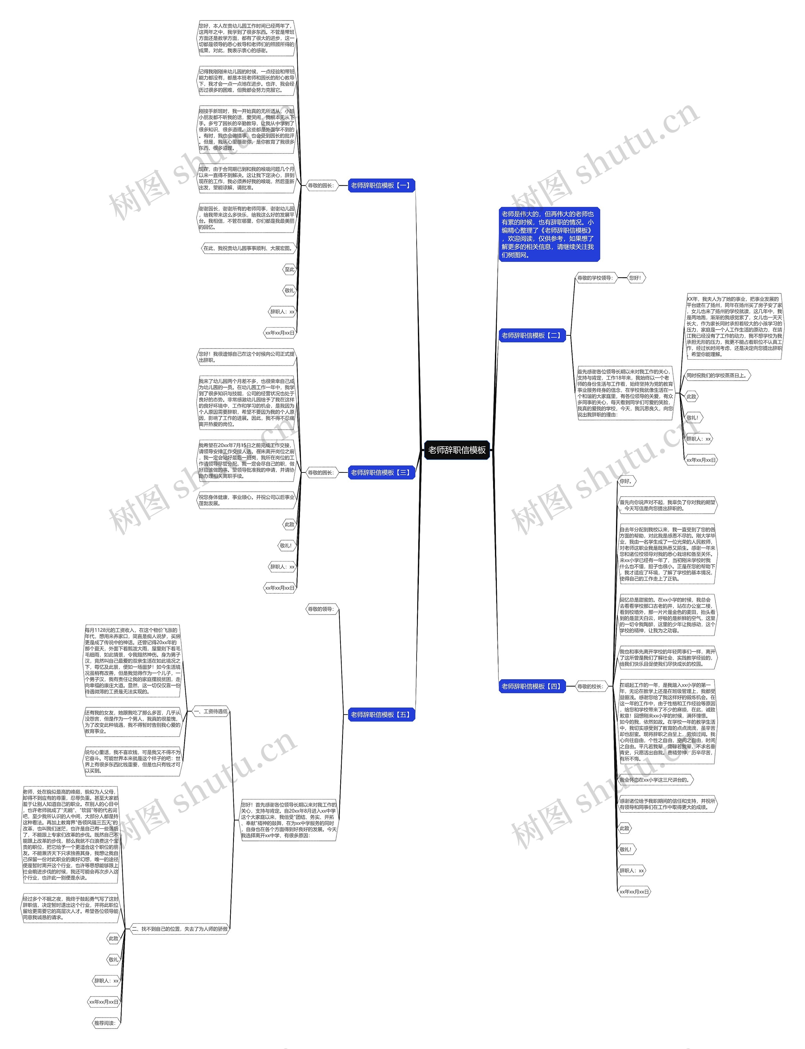 老师辞职信思维导图