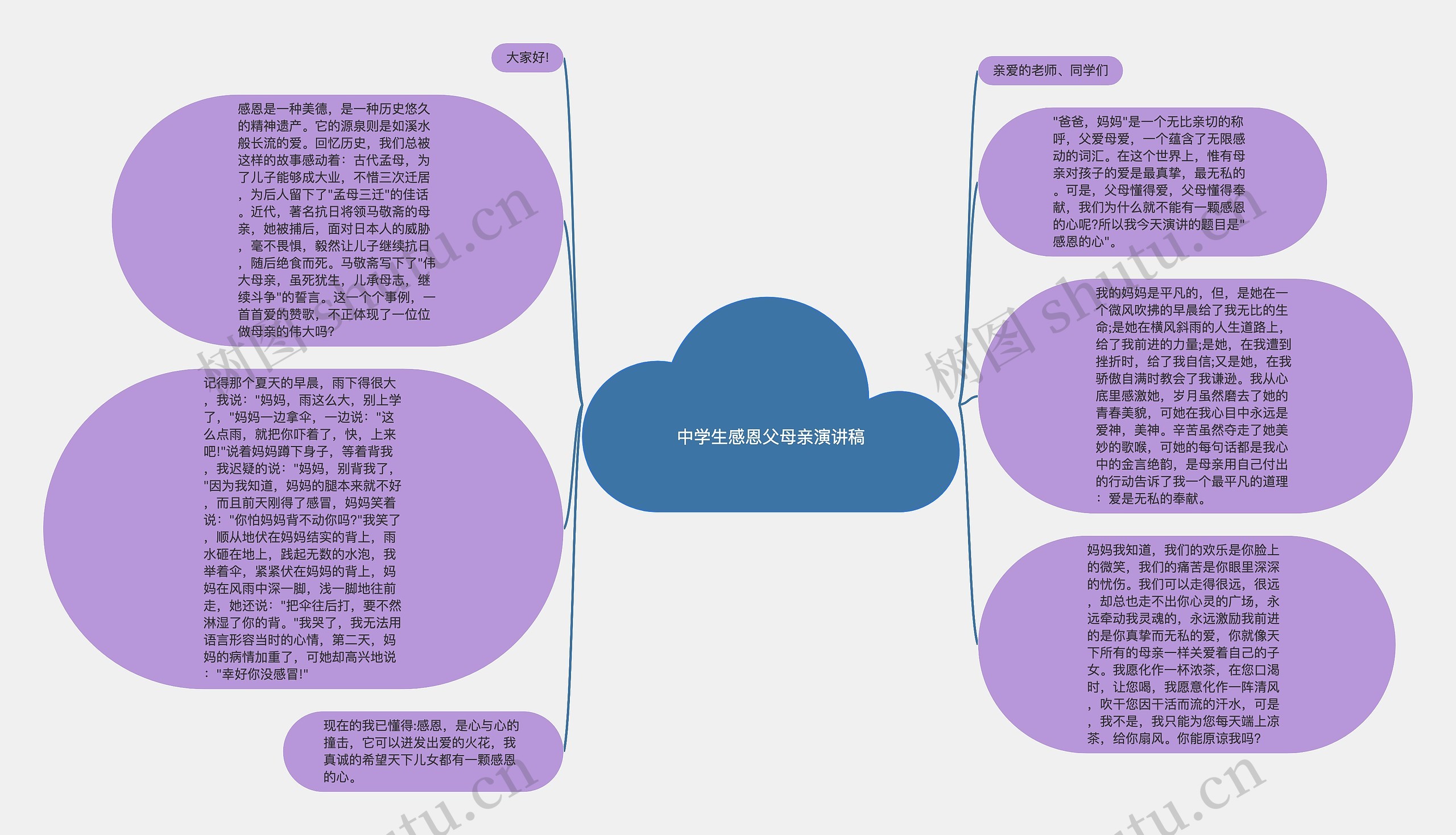 中学生感恩父母亲演讲稿思维导图