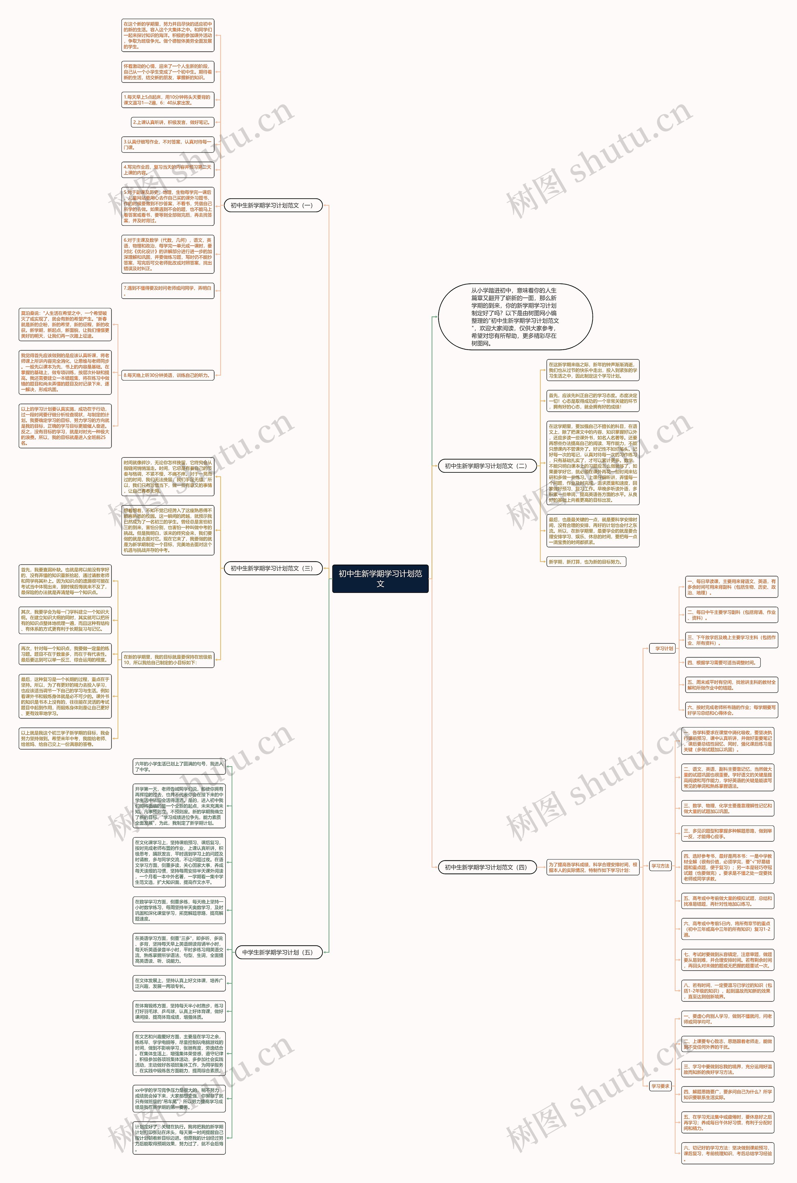初中生新学期学习计划范文思维导图