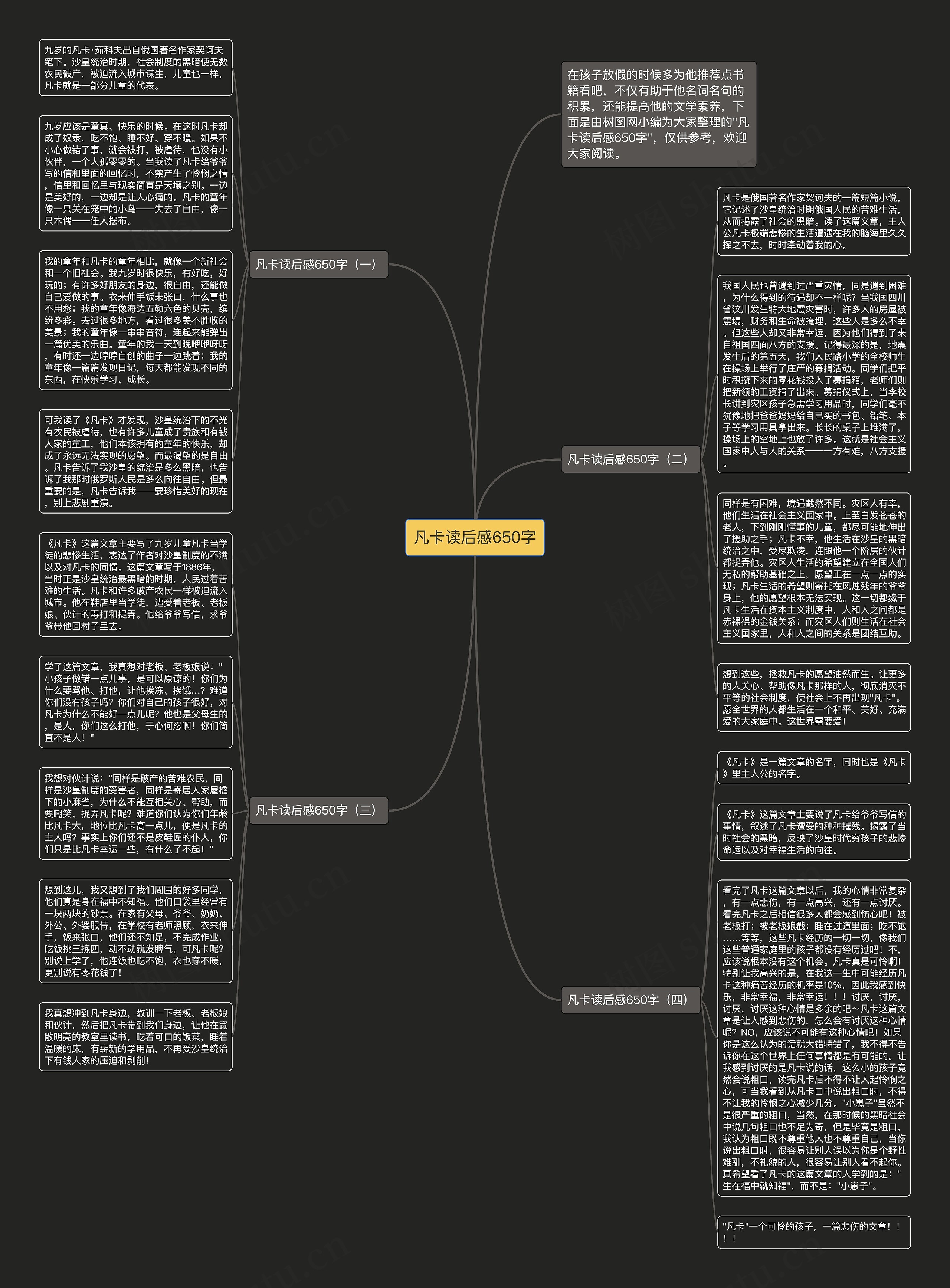凡卡读后感650字思维导图