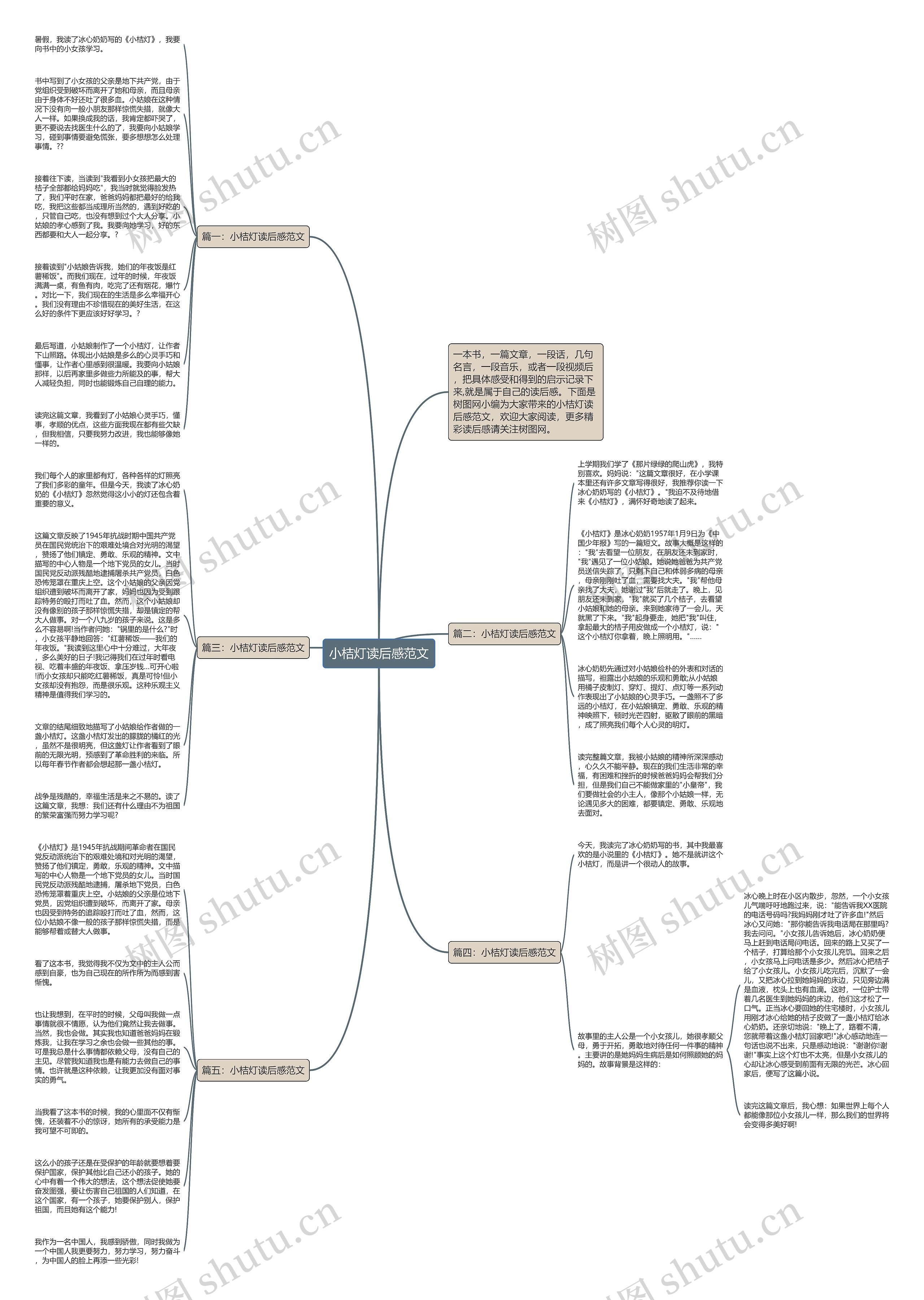 小桔灯读后感范文思维导图