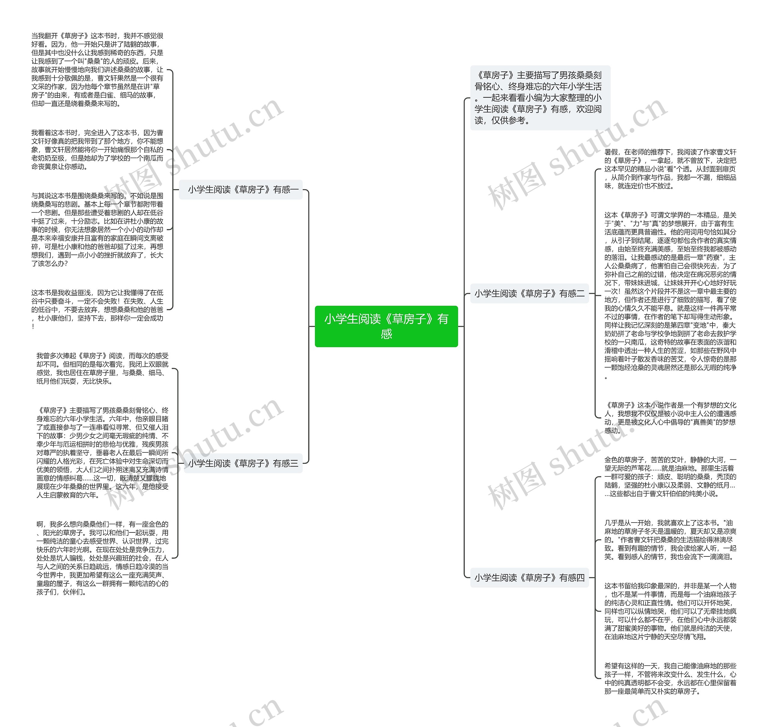 小学生阅读《草房子》有感思维导图