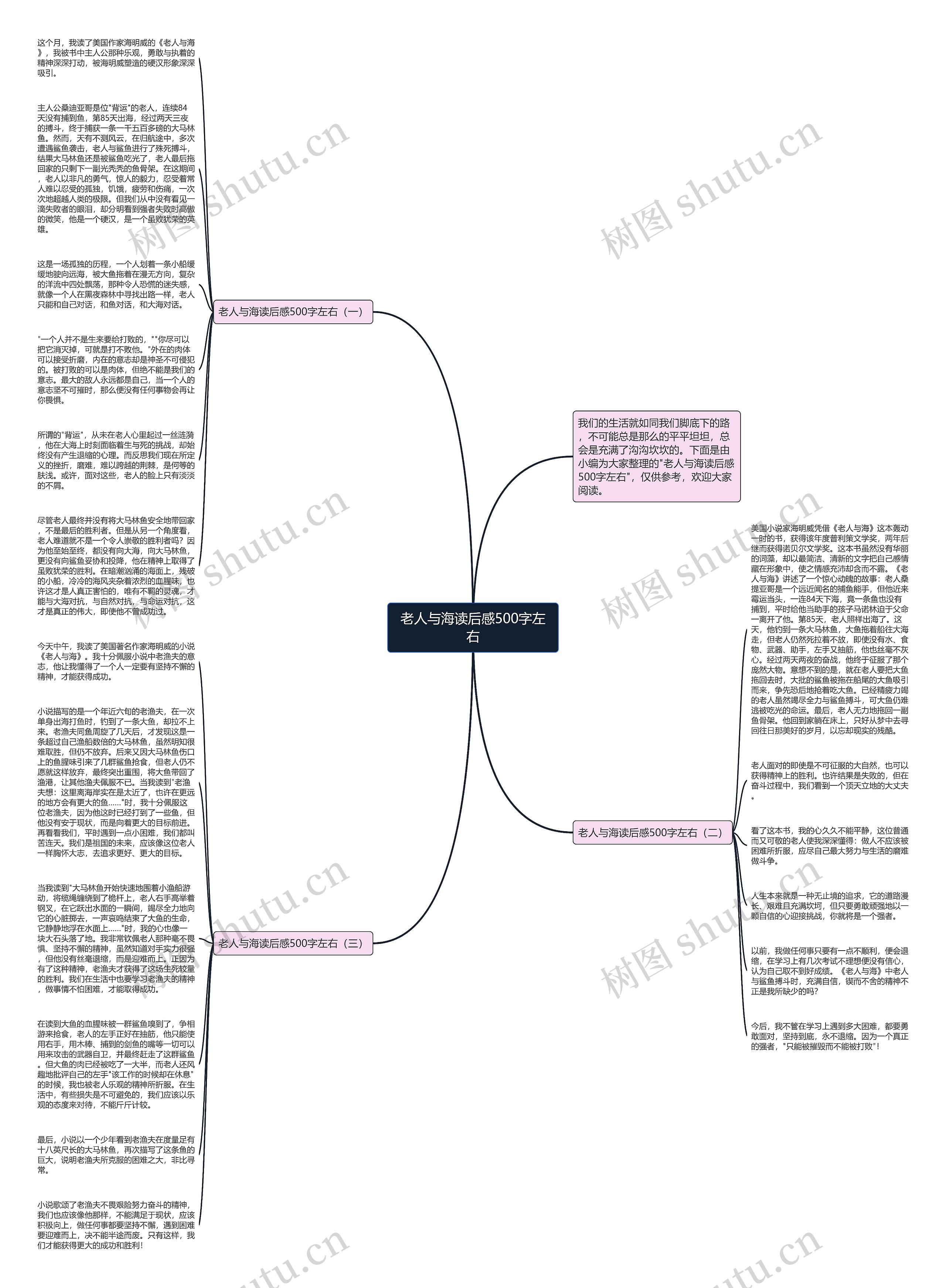 老人与海读后感500字左右思维导图