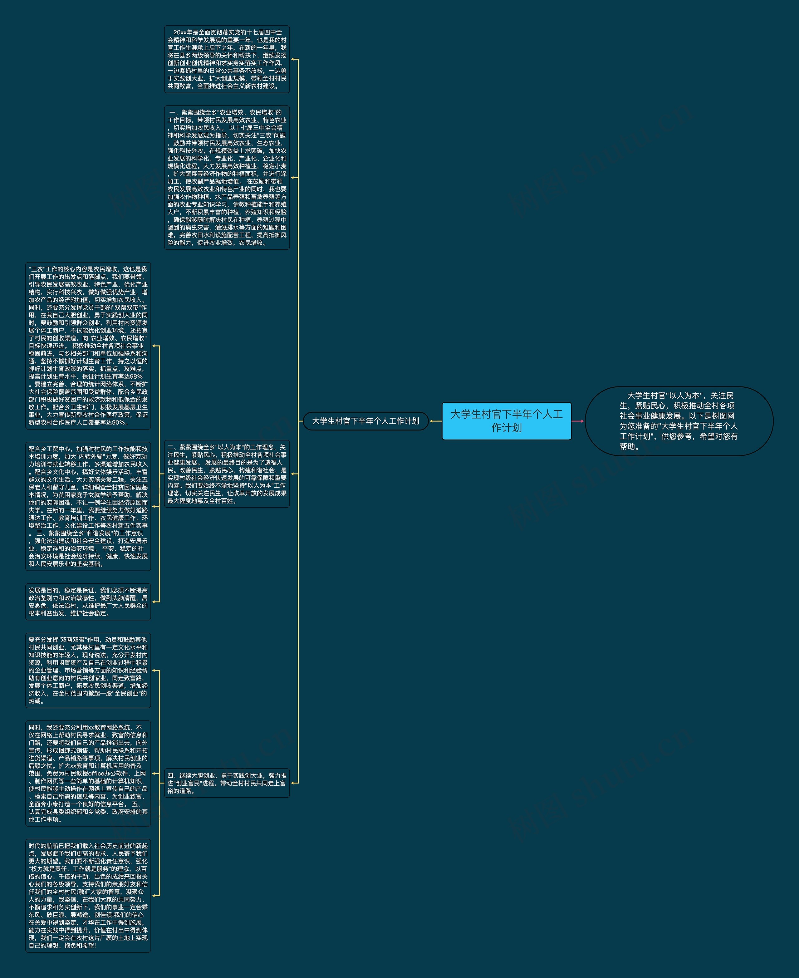 大学生村官下半年个人工作计划思维导图