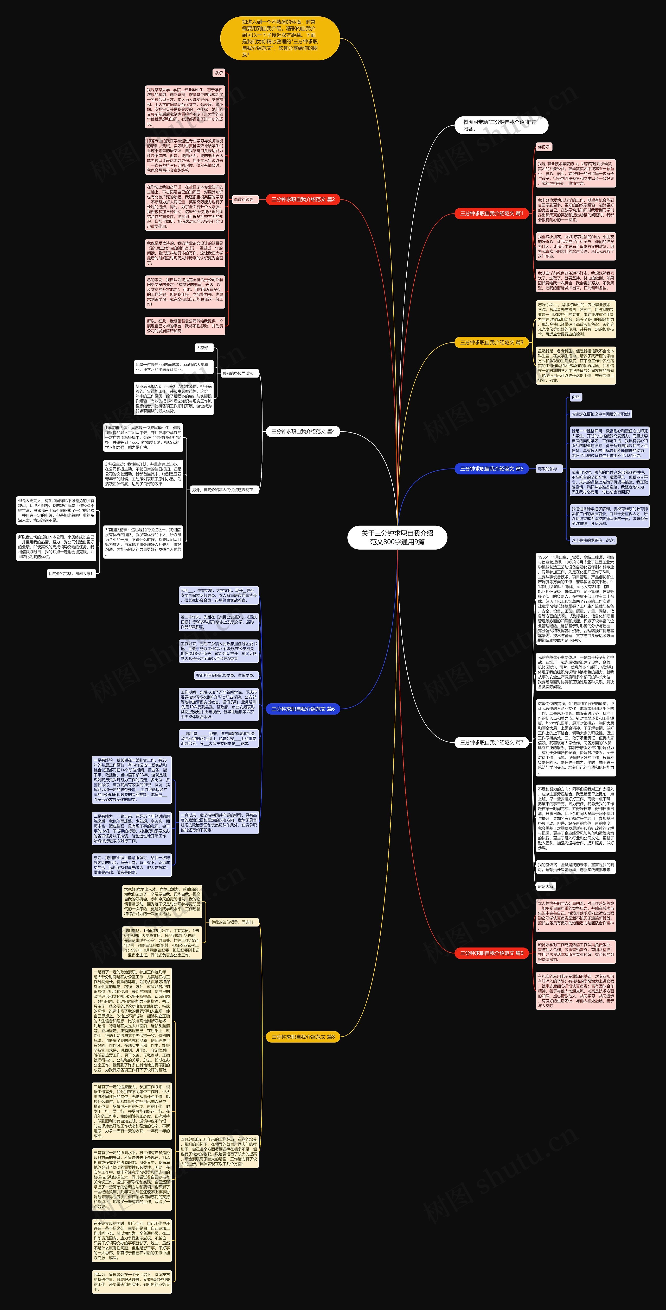 关于三分钟求职自我介绍范文800字通用9篇思维导图