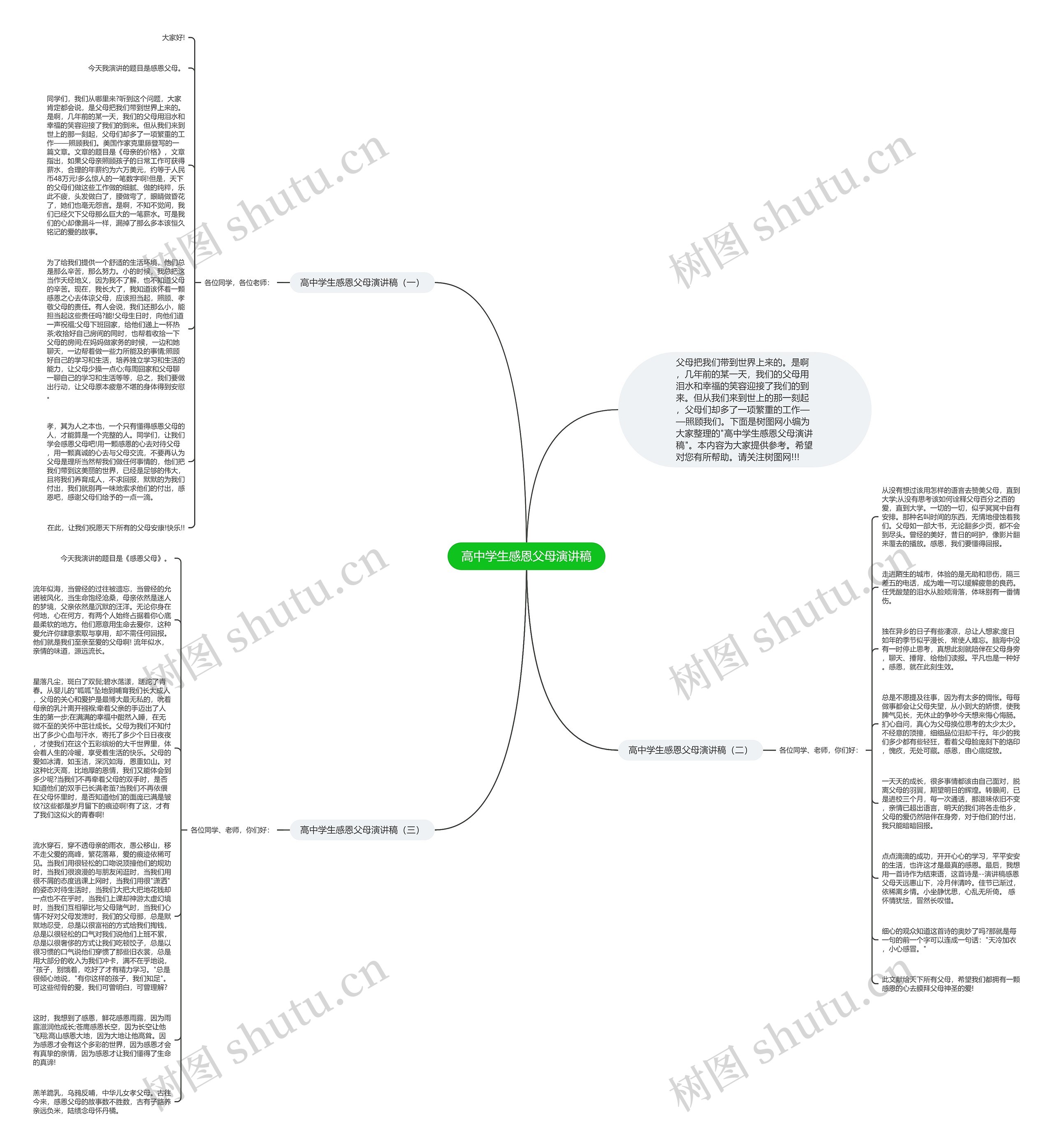 高中学生感恩父母演讲稿思维导图