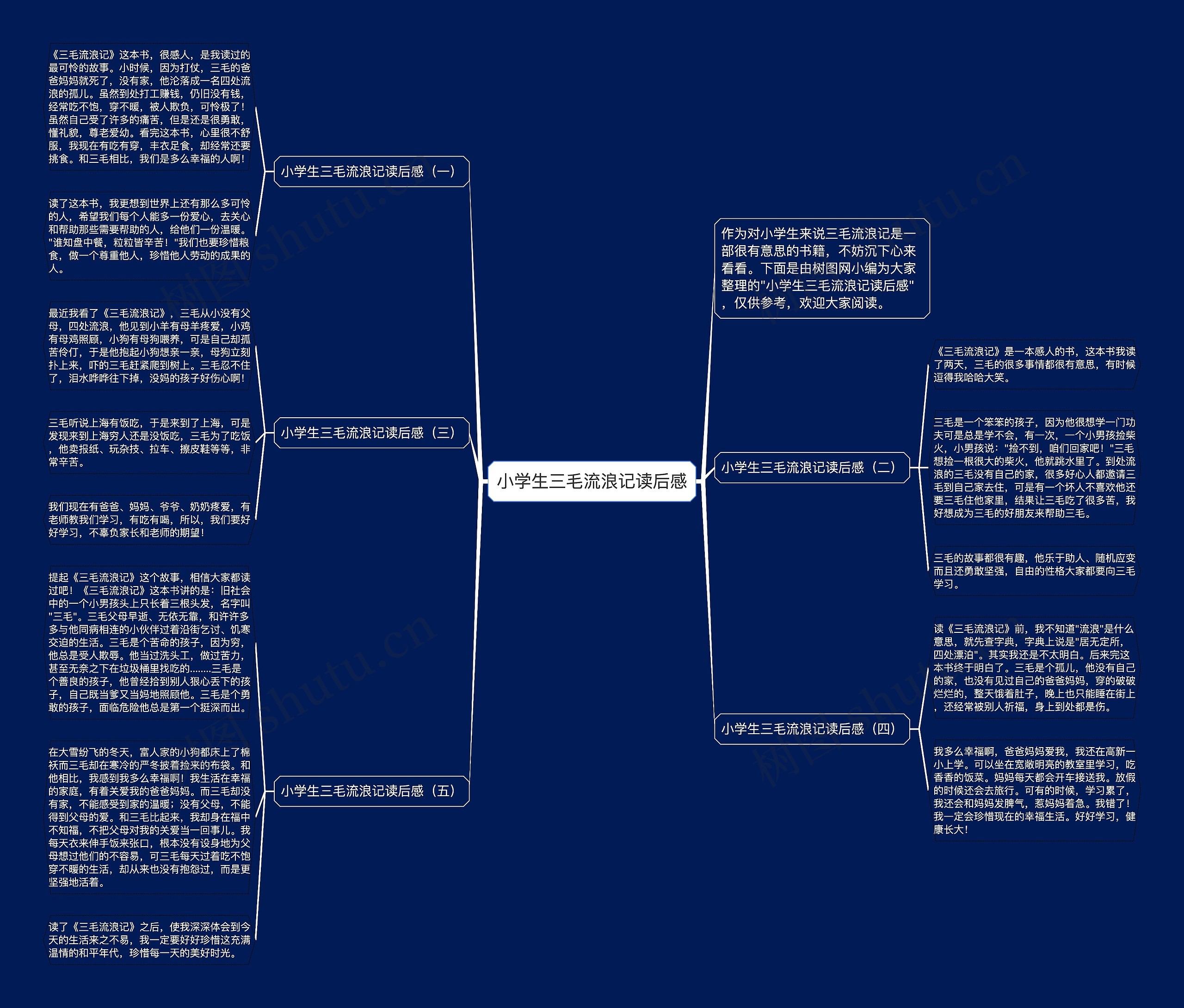 小学生三毛流浪记读后感思维导图