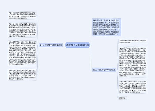 骆驼祥子500字读后感