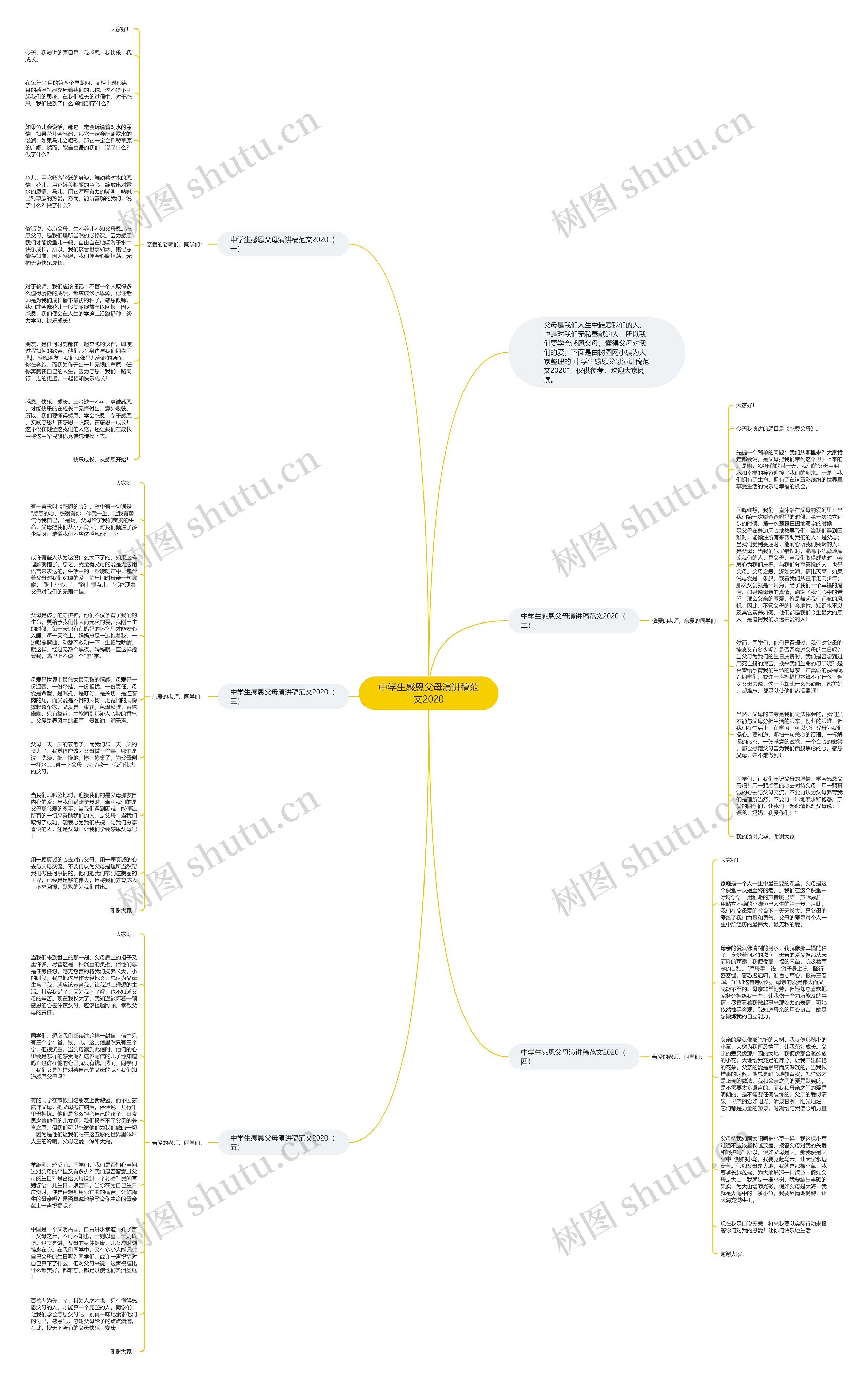 中学生感恩父母演讲稿范文2020思维导图